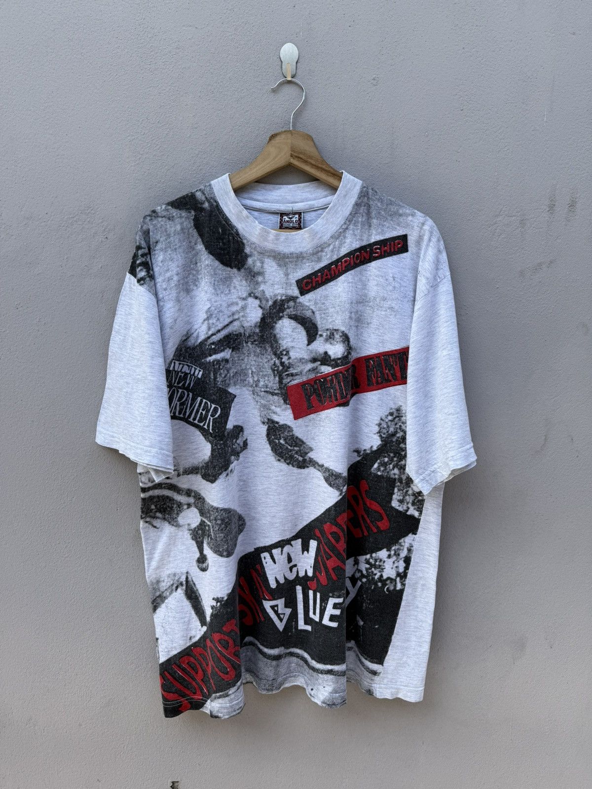 Thrasher 💥Vintage 1990s AOP Skateboards Graphics Thrasher/Powell Tee Size US XL / EU 56 / 4 - 1 Thumbnail