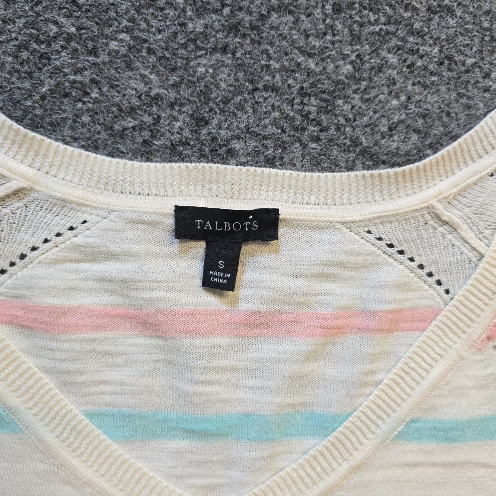 Talbots Talbots Sweater Women Size S White Pink Stripe Rainbow Casual Capsule Career Size S / US 4 / IT 40 - 3 Thumbnail