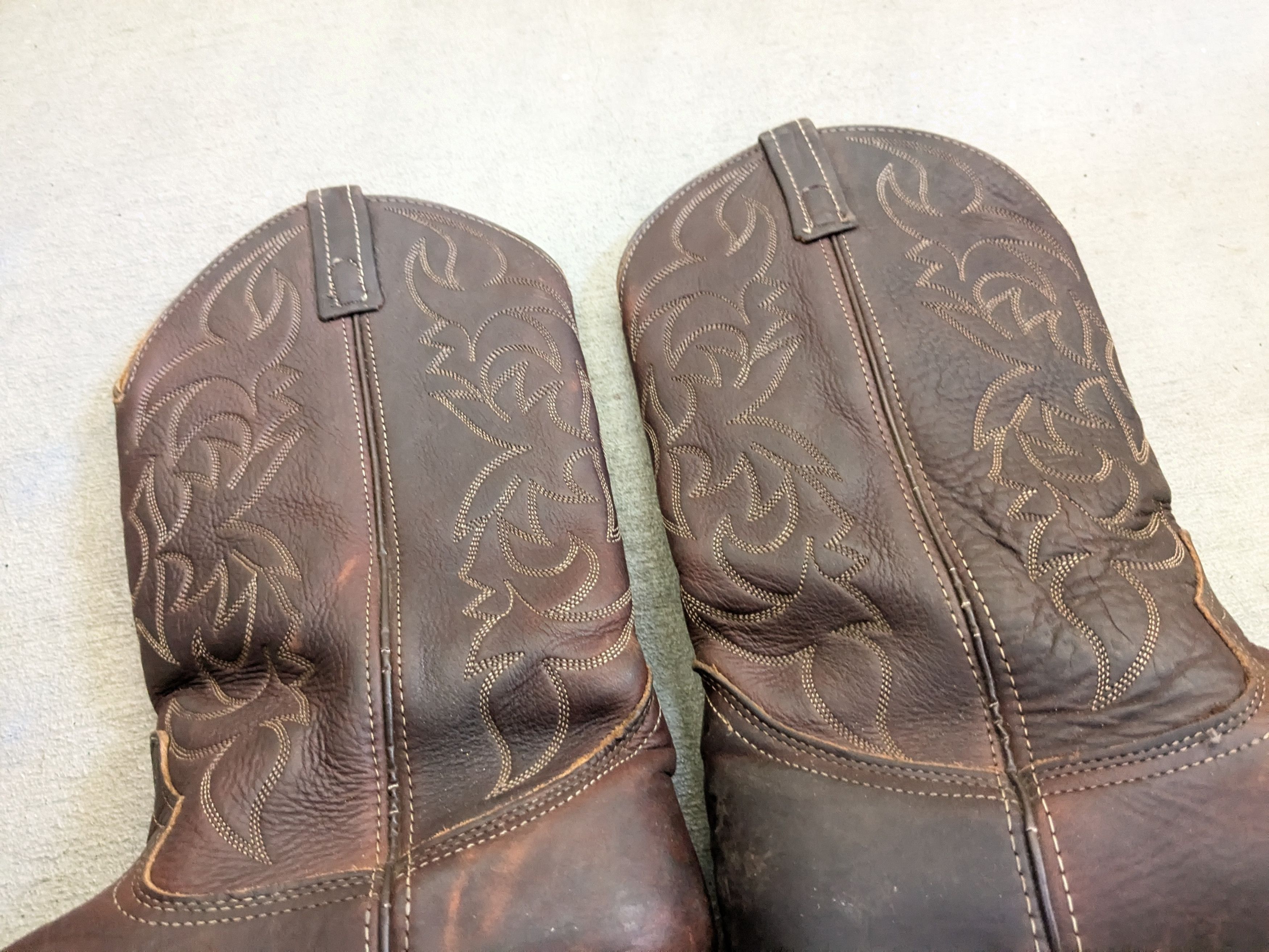 Genuine Leather Vintage Cowboy Boots 10.5 D Brown Leather Western Mexico Size US 10.5 / EU 43-44 - 12 Thumbnail