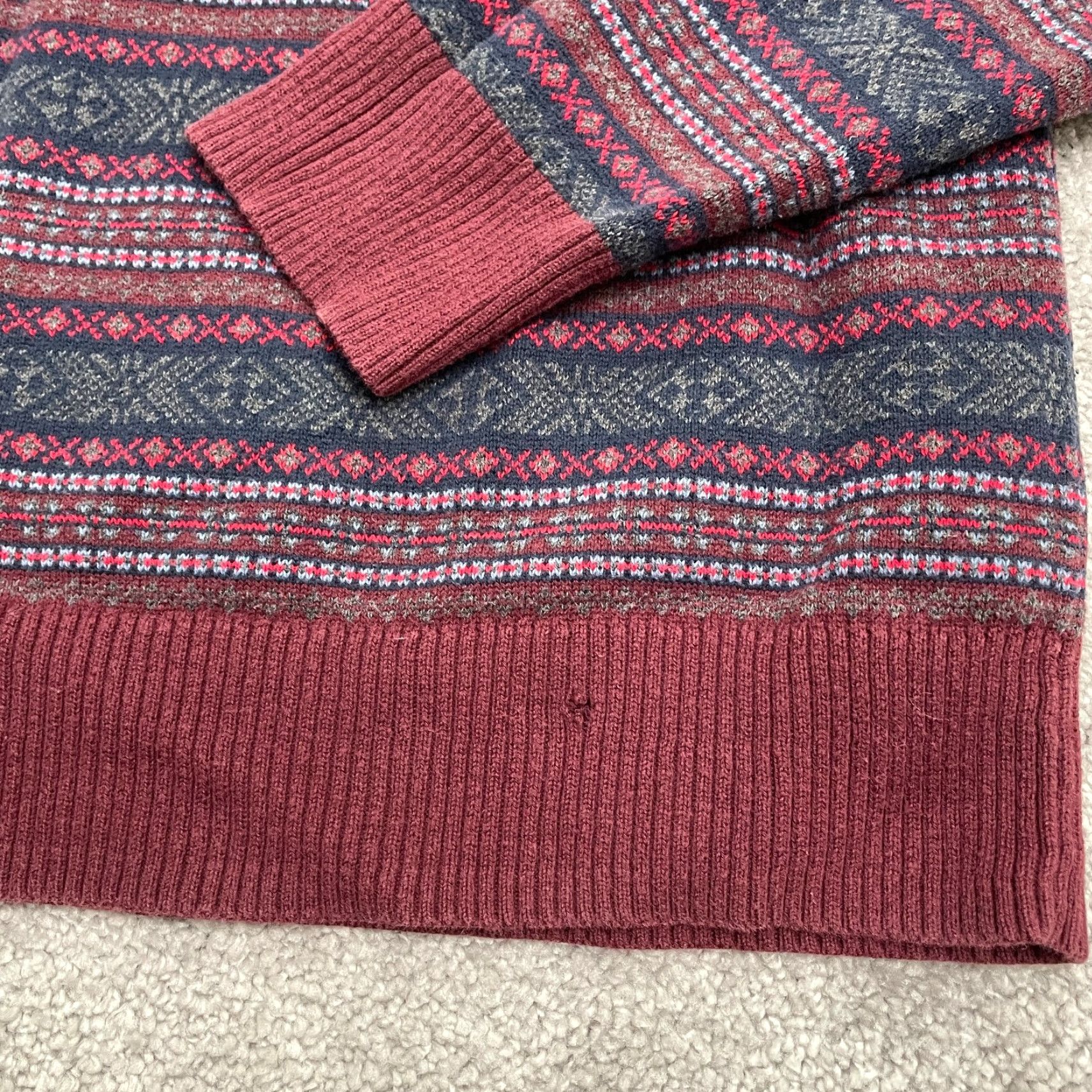 Old Navy VINTAGE Old Navy Pullover Sweatshirt Shirt Mens Medium Red Argyle Diamond Crew Neck Holiday Mens Size M / US 6-8 / IT 42-44 - 5 Thumbnail