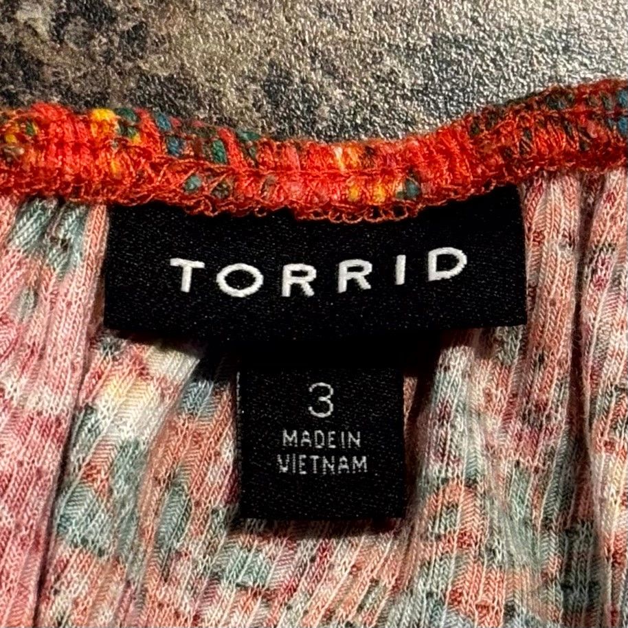 Torrid Torrid Top Floral Smocked Plus Size 3 3X Orange Boho Peasant Size 3XL / US 20-22 - 4 Thumbnail
