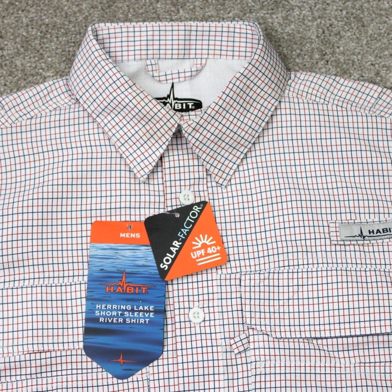 Habitat Habit Shirt Mens Small Red Button-Up Shirt with Pocket Short Sleeve Check Pattern Vintage No Size US S / EU 44-46 / 1 - 4 Thumbnail