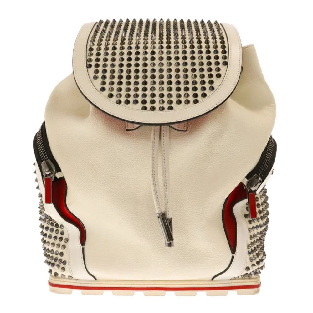 image of Christian Louboutin Spike Stud Backpack Rucksack White, Women's