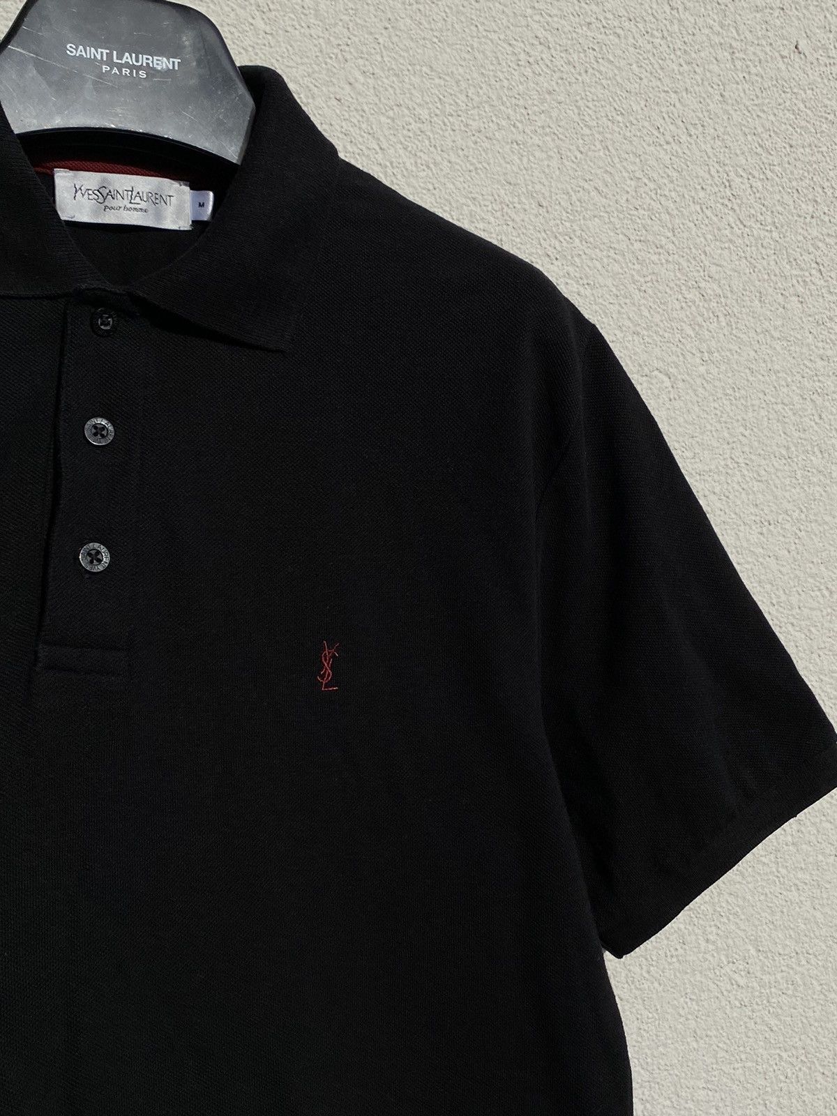 image of Vintage x YVES Saint Laurent Black YSL Polo Shirt Soft YSL Tee YSL Shirt Button Up (Size Medium)