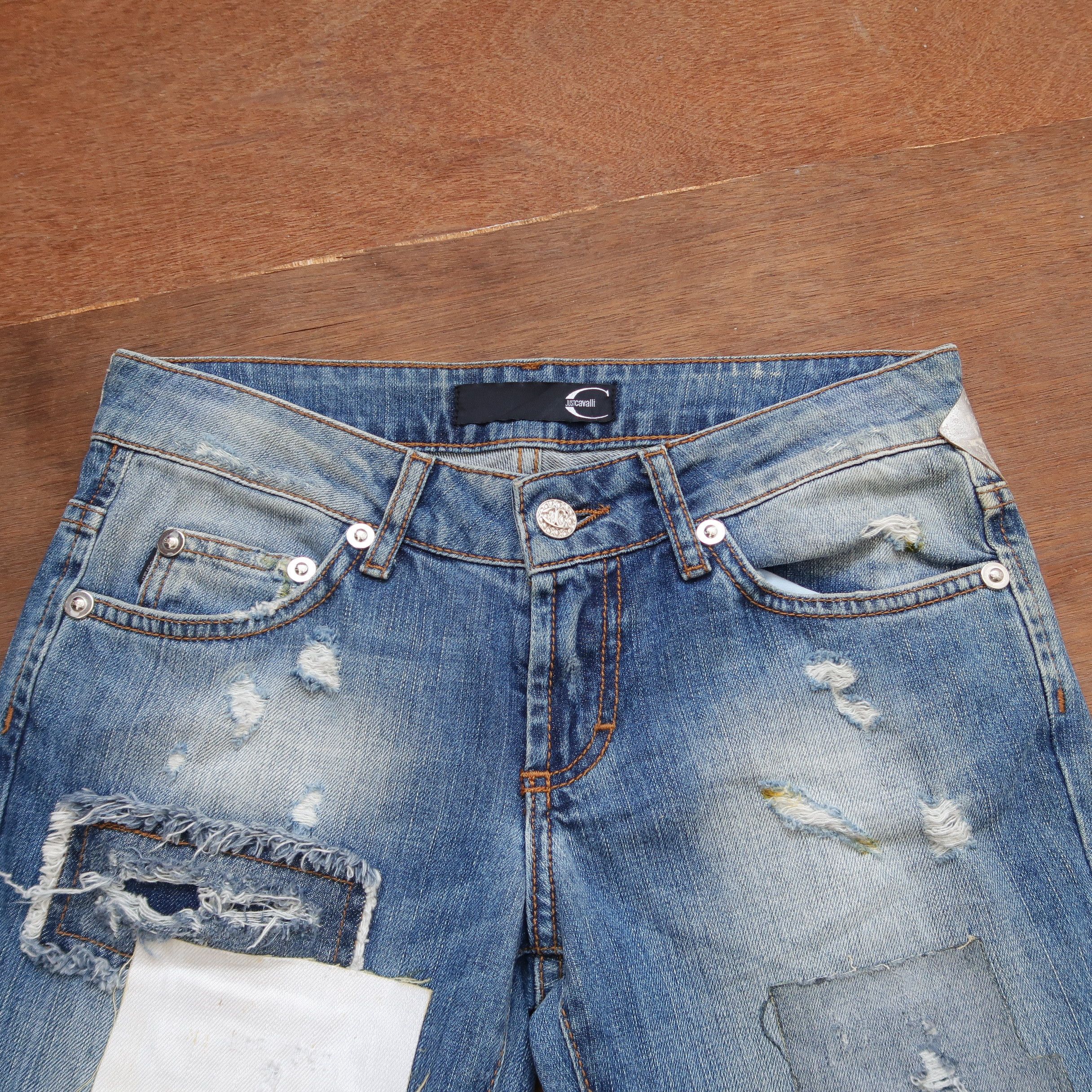 Just Cavalli Just Cavalli Distressed Patchwork Denim like Hedi Slimane Size US 29 - 3 Thumbnail