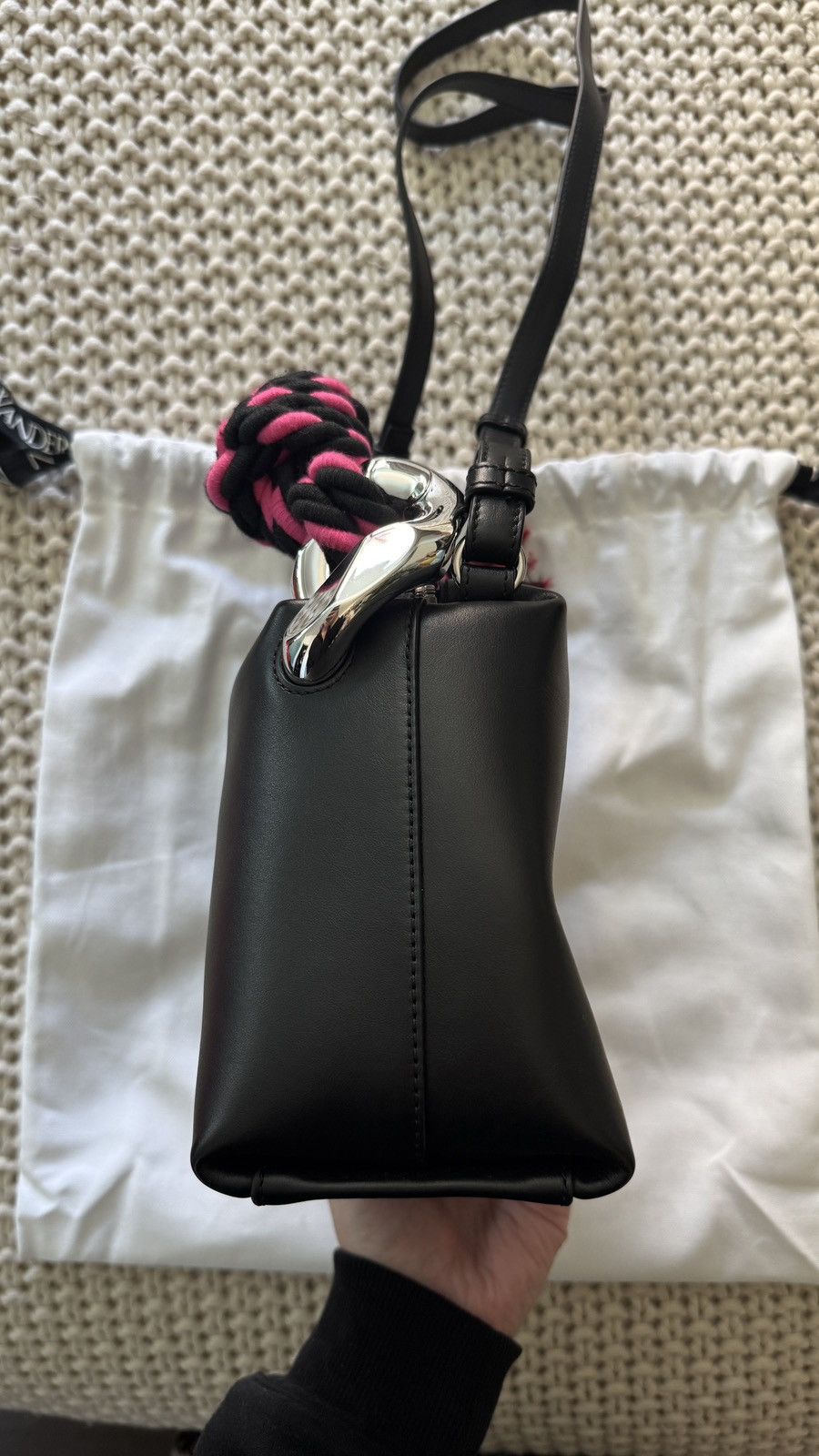JW Anderson JW Anderson Corner Rope Leather Crossbody Bag Black and Pink Size ONE SIZE - 6 Thumbnail