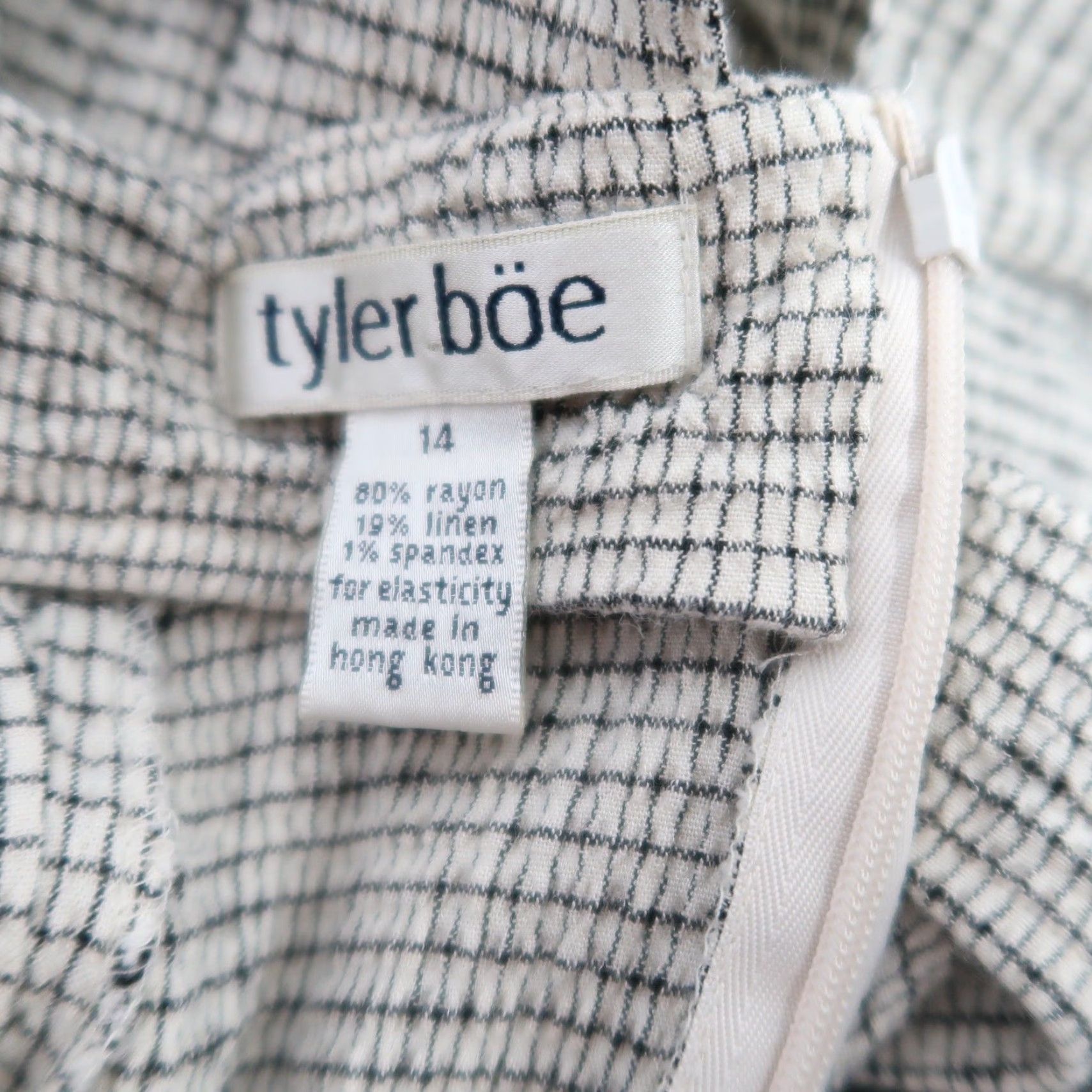 Vintage VINTAGE Tyler Boe cream and black grid print maxi jumper dress 14 Women Sleeveless Zip 53" length Size XL / US 12-14 / IT 48-50 - 5 Thumbnail