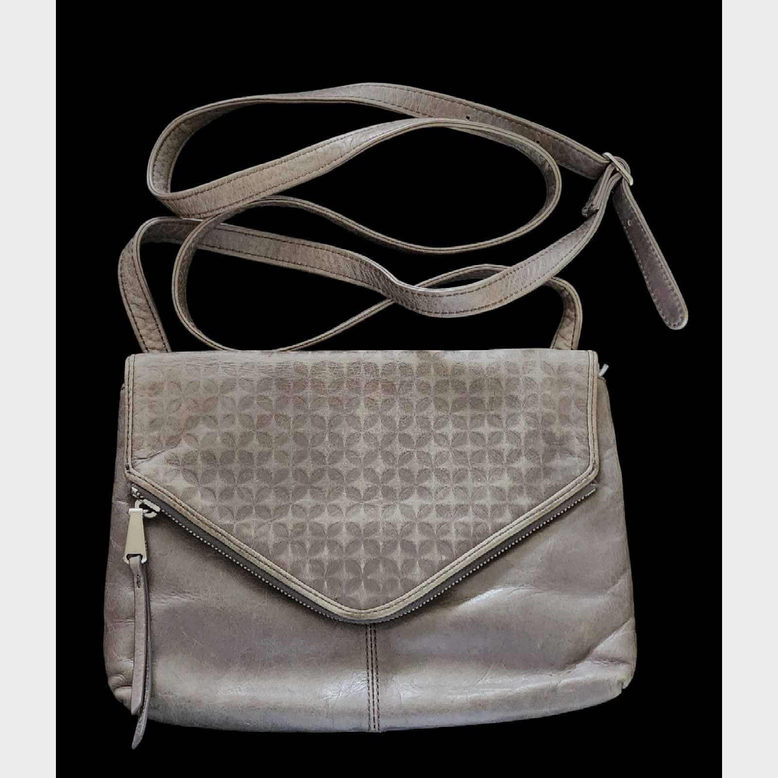 Hobo Hobo The Original gray soft Leather Crossbody Bag Embossed Size ONE SIZE - 1 Thumbnail
