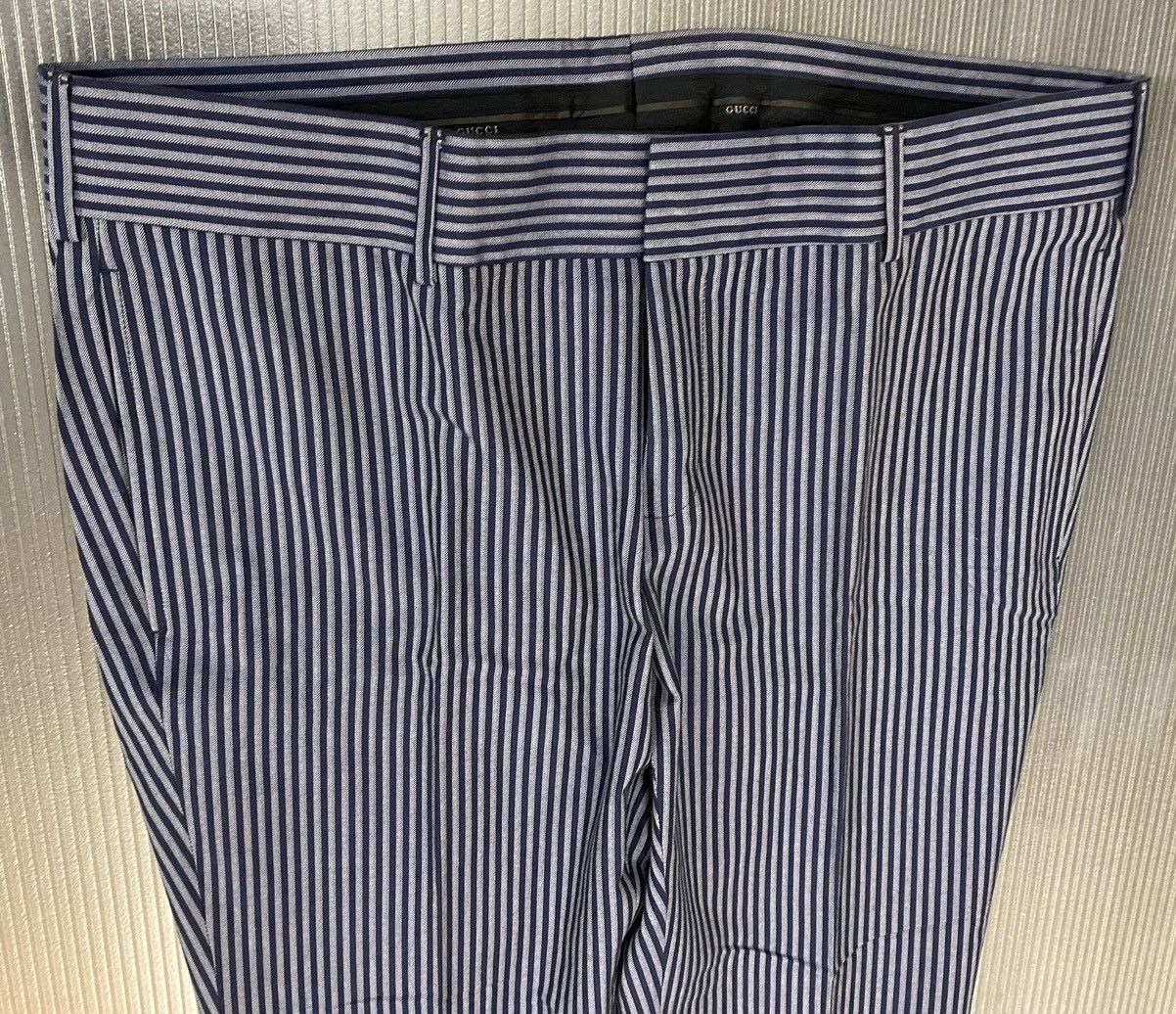 Gucci Gucci 🇮🇹 Blue Chevron Vertigo Striped Pants 52 NW Size US 36 / EU 52 - 10 Thumbnail