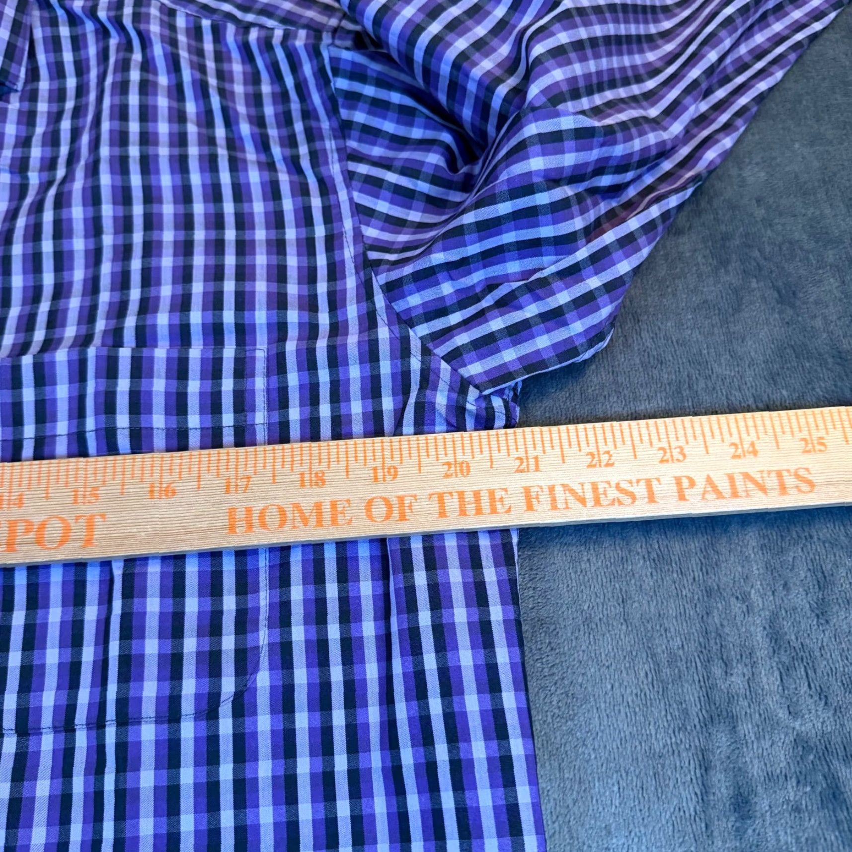 Alfani Alfani Dress Shirt Purple Black Gingham Check Mens Small Regular Fit Shirt Size 36R - 6 Thumbnail