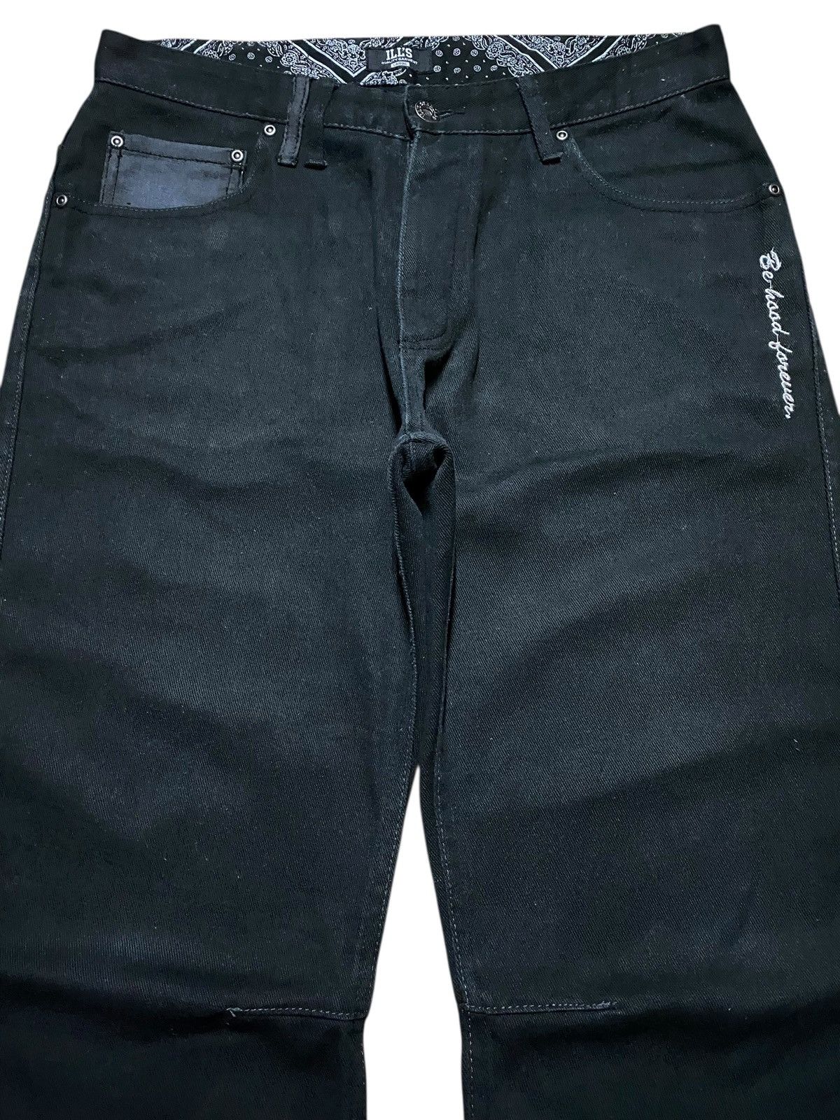 Japanese Brand ILL’S Japan Denim Loudly Voltage Embroidered Baggy Jeans Size US 34 / EU 50 - 4 Thumbnail