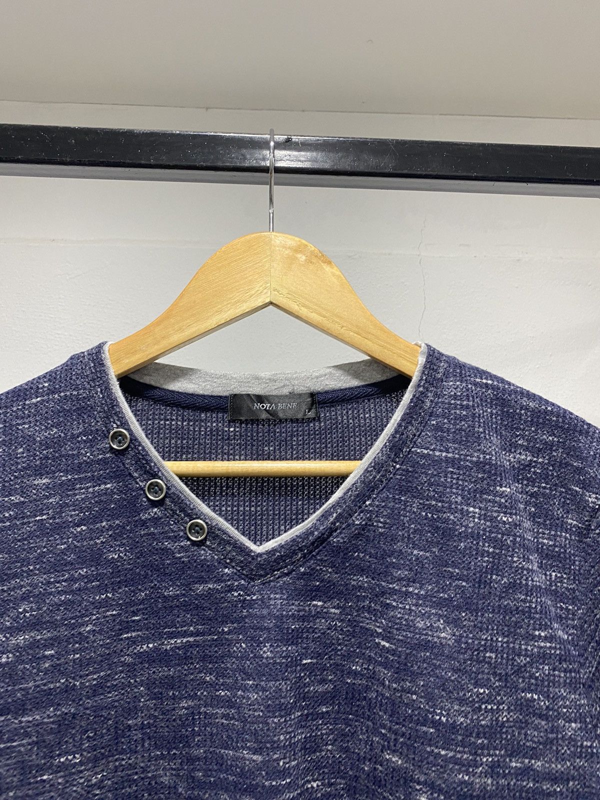 Hysteric Glamour × Japanese Brand × Le Grande Bleu (L.G.B.) Sick☠️ Nota Bene Button Studded Knit Ls Tshirt Lgb Punk Size US M / EU 48-50 / 2 - 3 Thumbnail