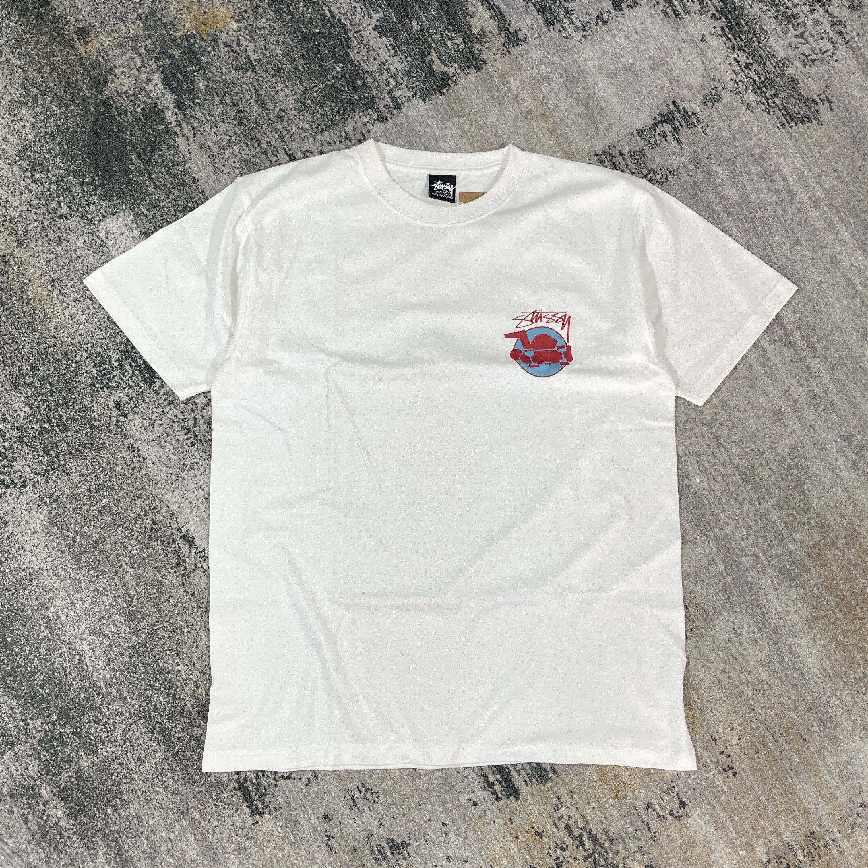 Stussy Stussy Logo Skateman Tee BNWT White Medium Size US M / EU 48-50 / 2 - 4 Thumbnail
