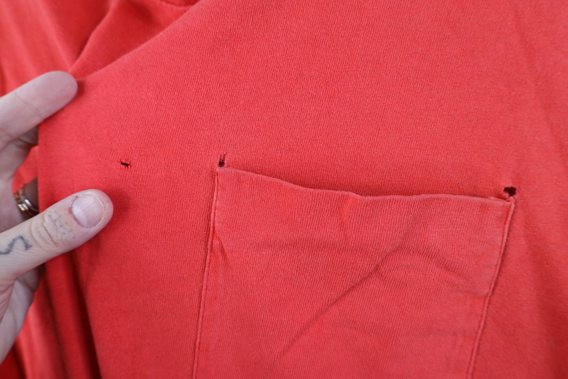 Vintage Vintage 90s Streetwear Blank Cotton Pocket T-Shirt Red USA Size US XXL / EU 58 / 5 - 4 Thumbnail