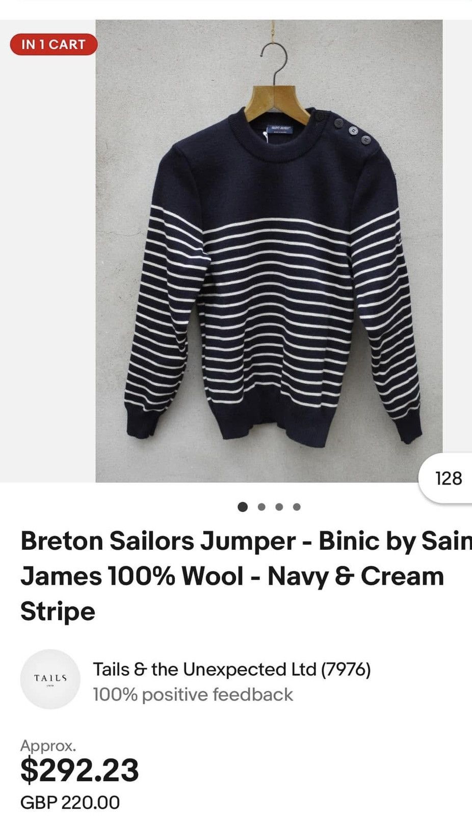 Saint James 2000s Breton sailors jumpers bicnic striped #D3 Size US S / EU 44-46 / 1 - 2 Thumbnail