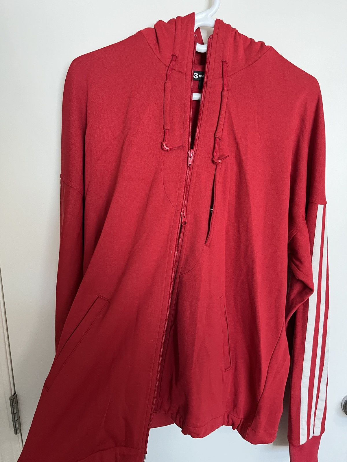 image of Y 3 Y-3 Double Zip Hoodie in Red, Men's (Size Medium)