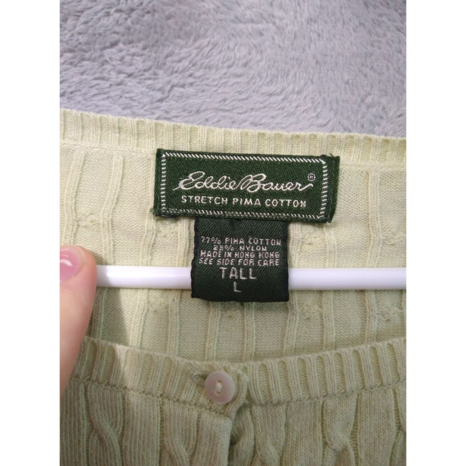 Eddie Bauer VINTAGE Eddie Bauer Sweater Womens Large Tall Yellow Cardigan Cable Knit Pima Cotton Size L / US 10 / IT 46 - 5 Thumbnail