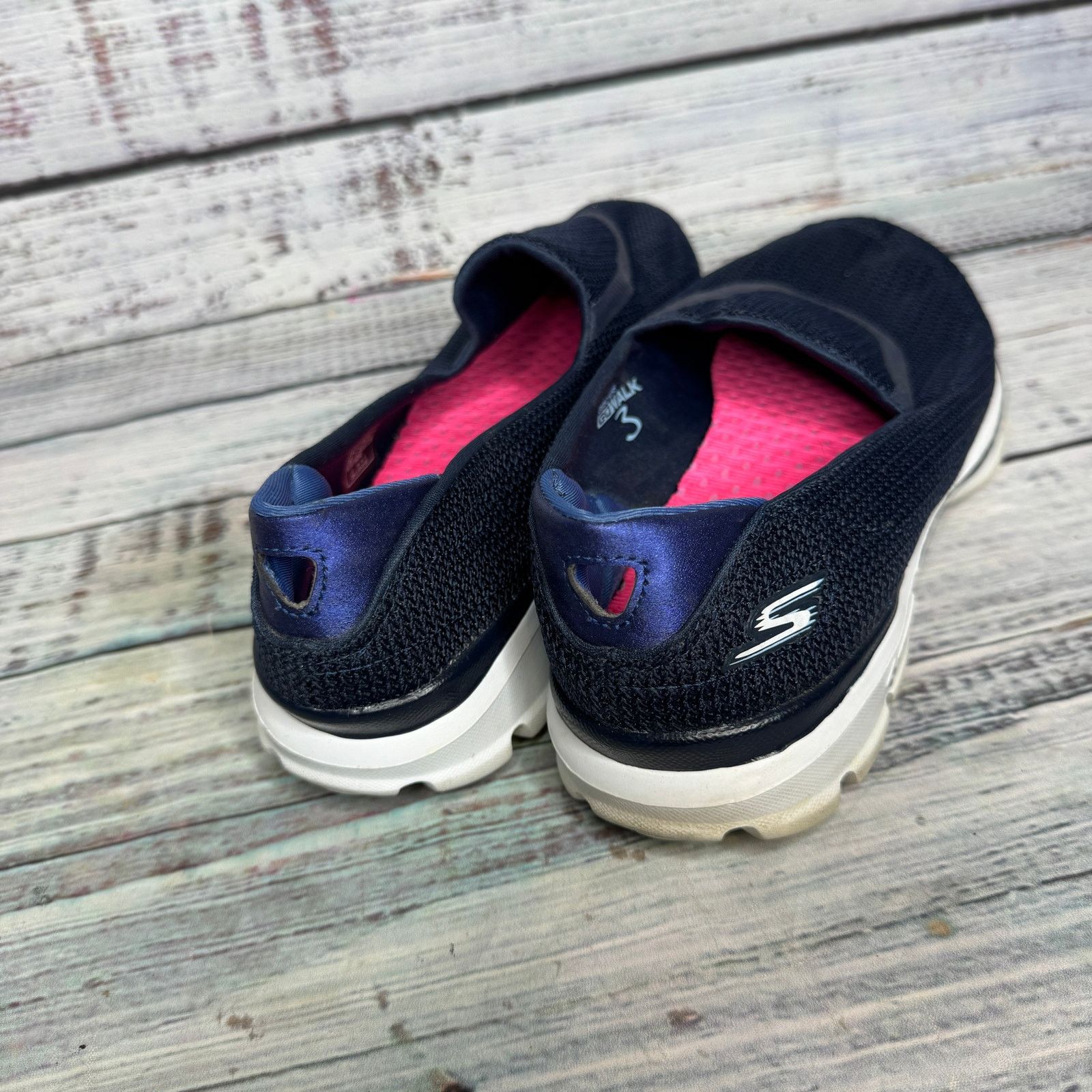 SKECHERS Skechers GOwalk 3 Navy Blue Slip-On Walking Shoes 10 Size US 10 / IT 40 - 4 Thumbnail