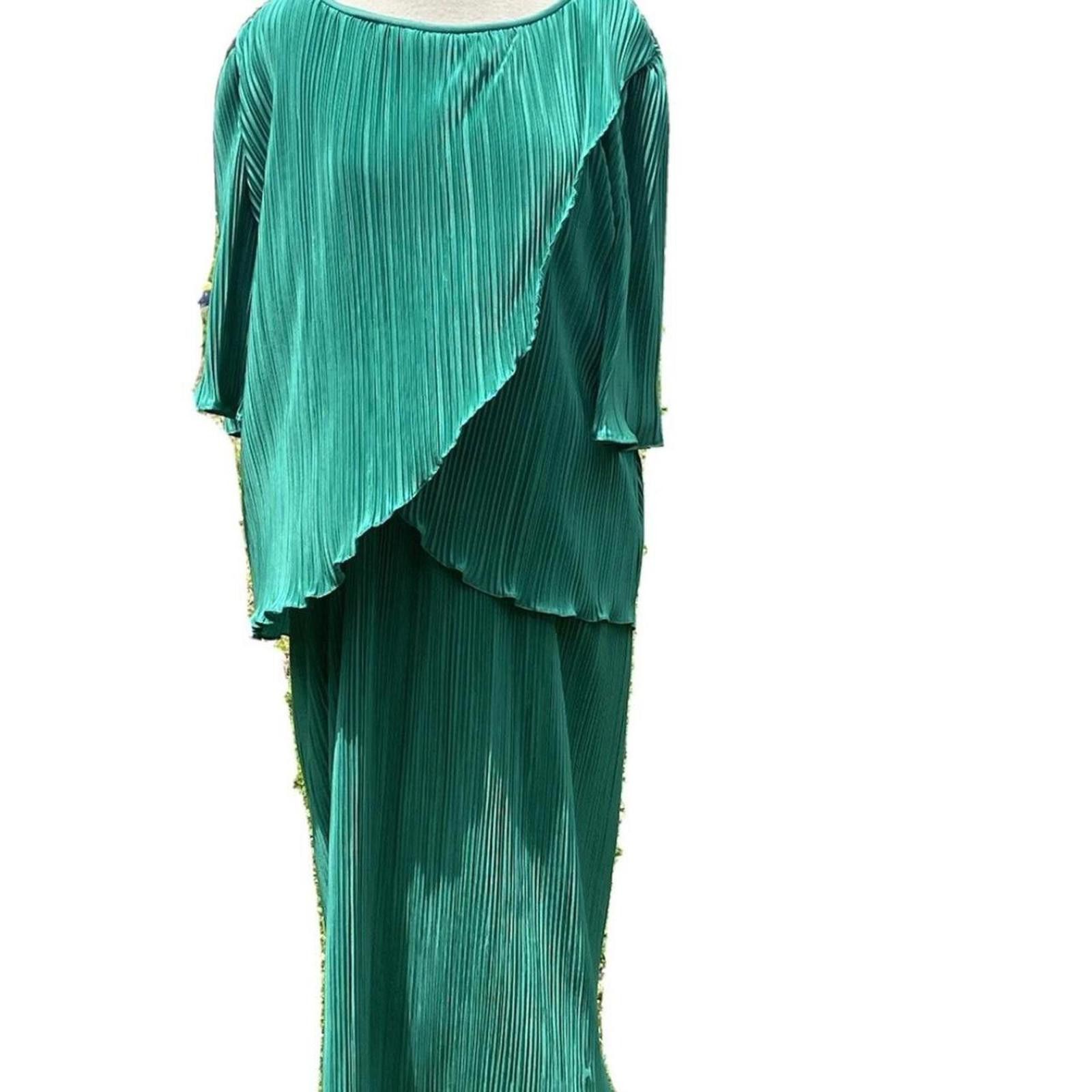 Other Green pleated maxi dress with 3/4 sleeves Size XL / US 12-14 / IT 48-50 - 1 Thumbnail