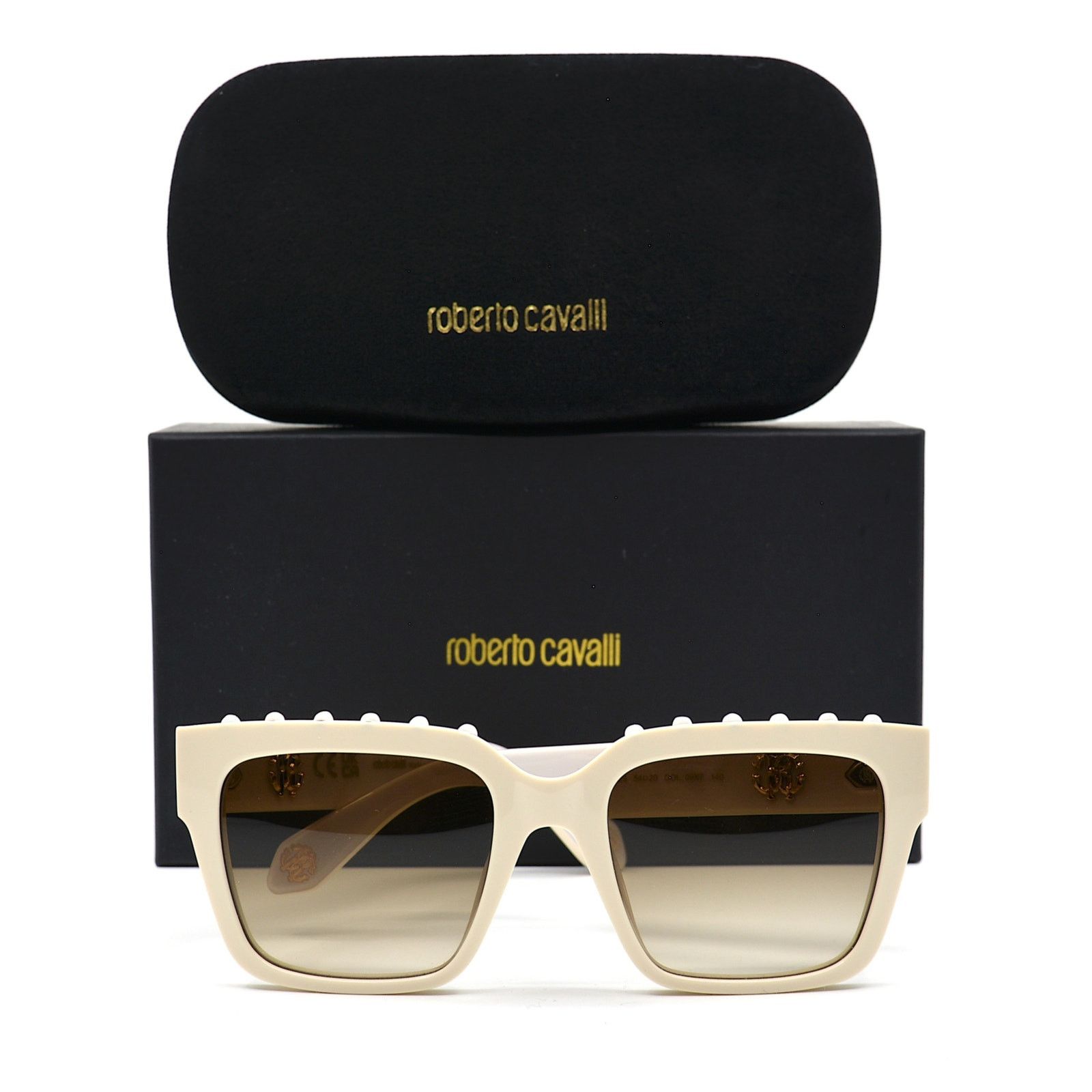 Roberto Cavalli ROBERTO CAVALLI SRC040S IVORY BROWN AUTHENTIC SUNGLASSES Size ONE SIZE - 6 Thumbnail