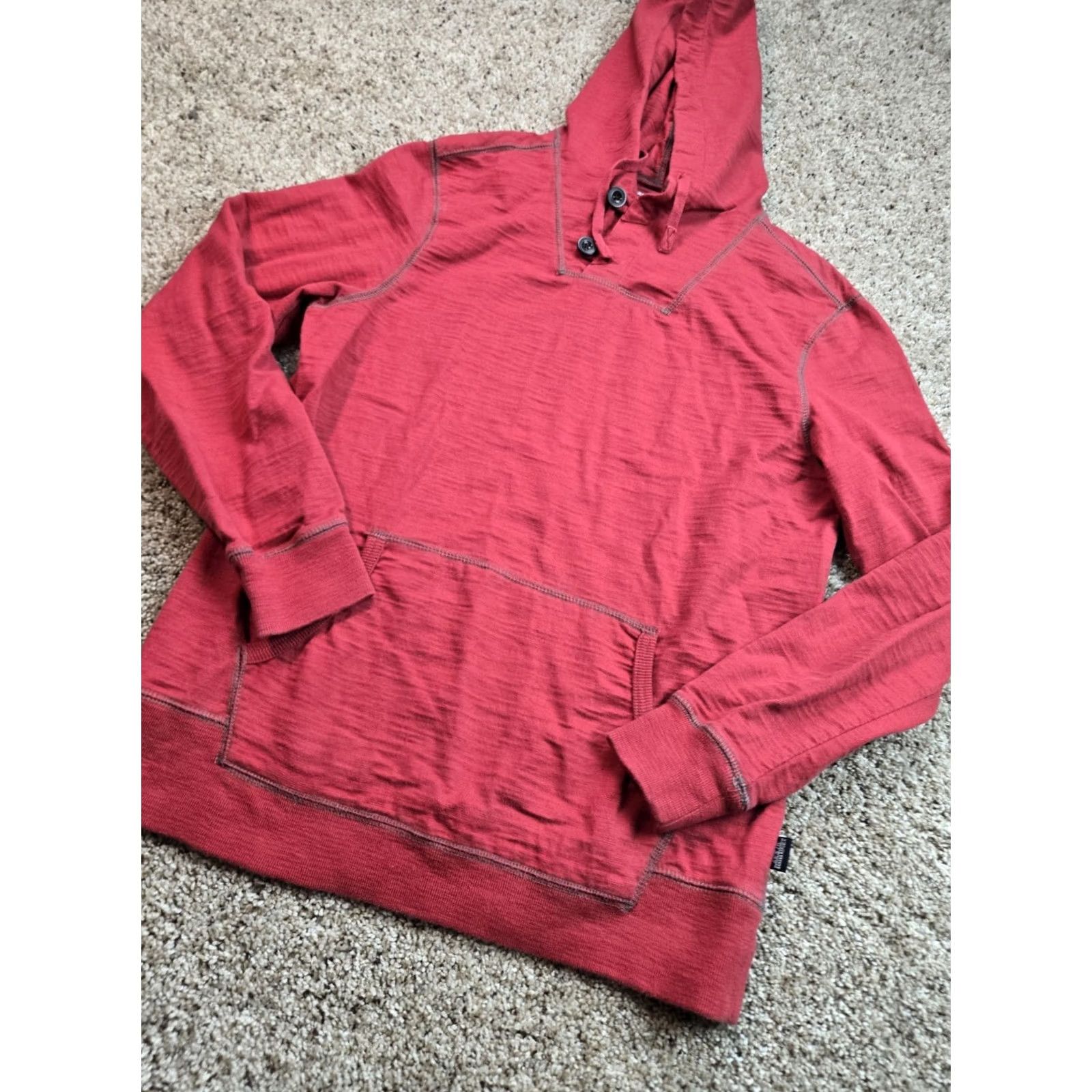 Banana Republic Banana Republic Hoodie Mens Medium Red Henley Pullover Sweatshirt Cotton Casual Knit Button Pullover Hooded Pockets All Seasons Size US M / EU 48-50 / 2 - 2 Thumbnail