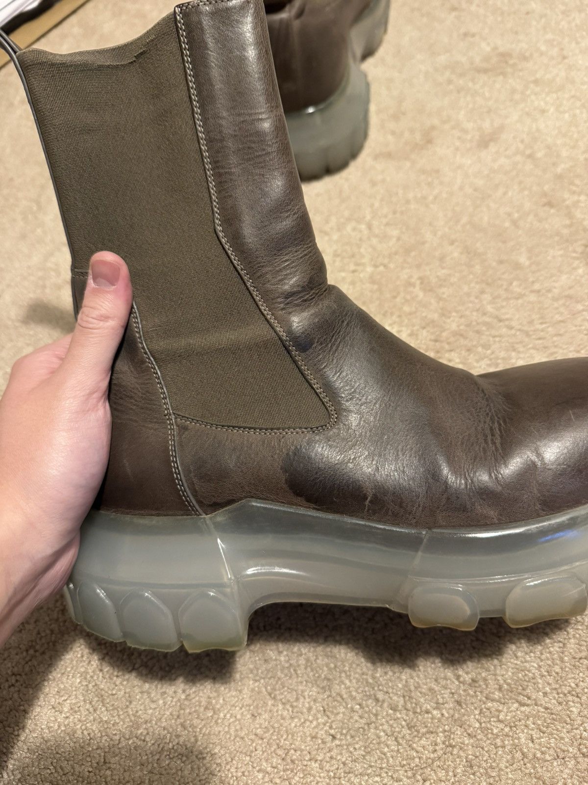 Rick Owens Beatle Bozo Tractor Boots with Clear Sole Size US 7 / EU 40 - 5 Thumbnail