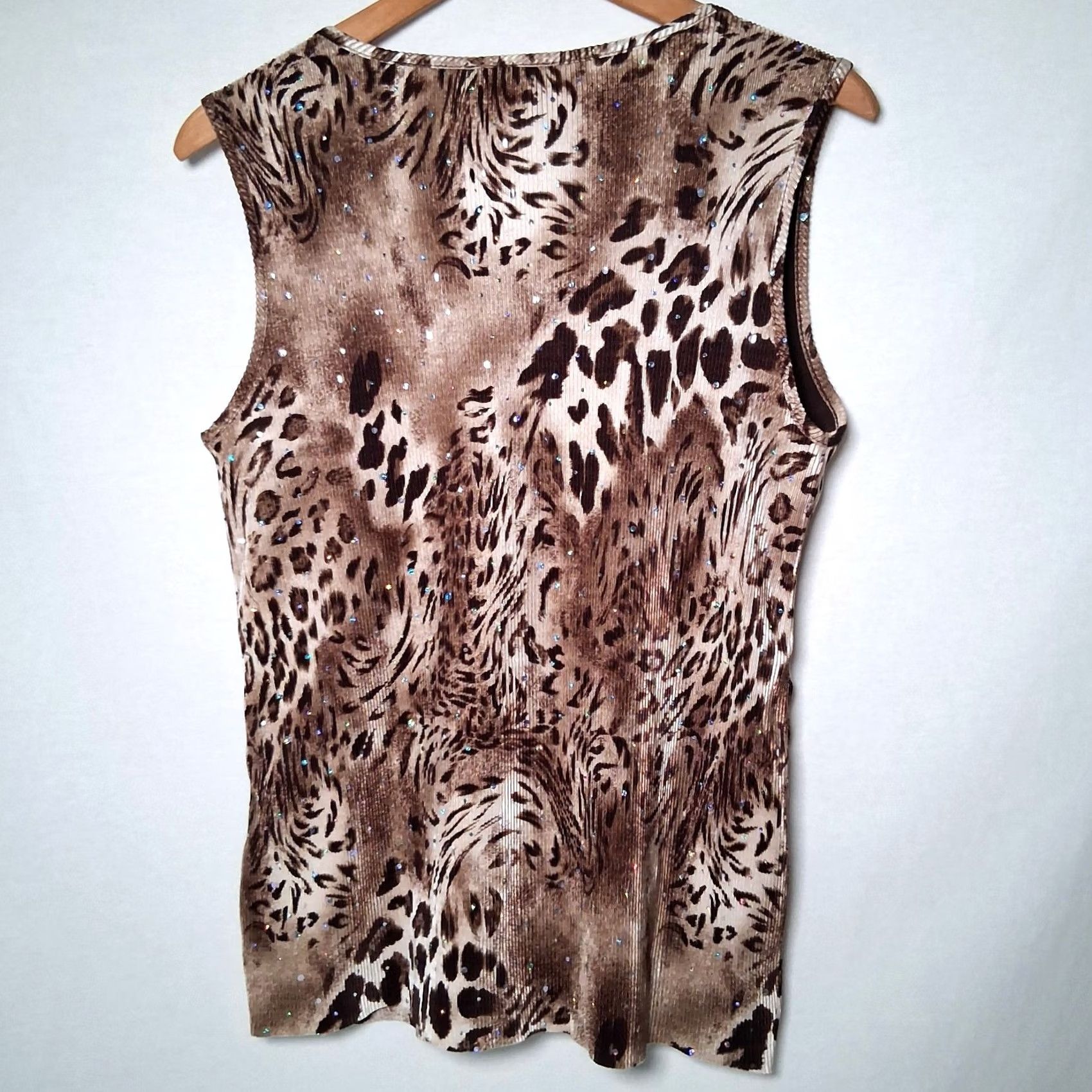 Vintage VINTAGE Brittany Black Shirt M Cat Print Sleeveless Ribbed Mirrored Flutter Size M / US 6-8 / IT 42-44 - 2 Thumbnail
