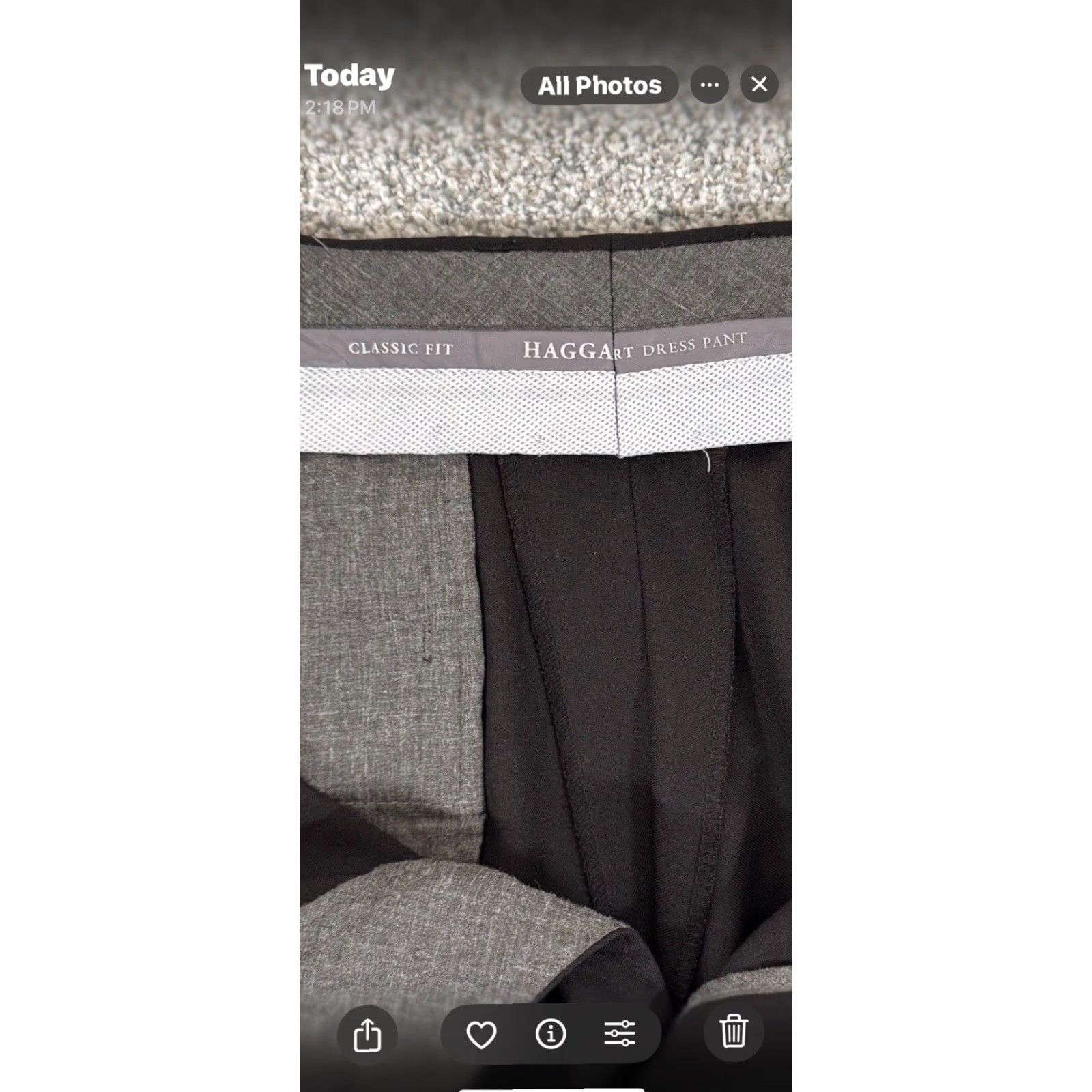 Haggar Haggar Pants Mens 34x30 Classic Fit Office Pleated Black Polyester Recycled Polyester Dress Pants Workwear Business Casual Straight Leg Mens Size US 34 / EU 50 - 2 Thumbnail