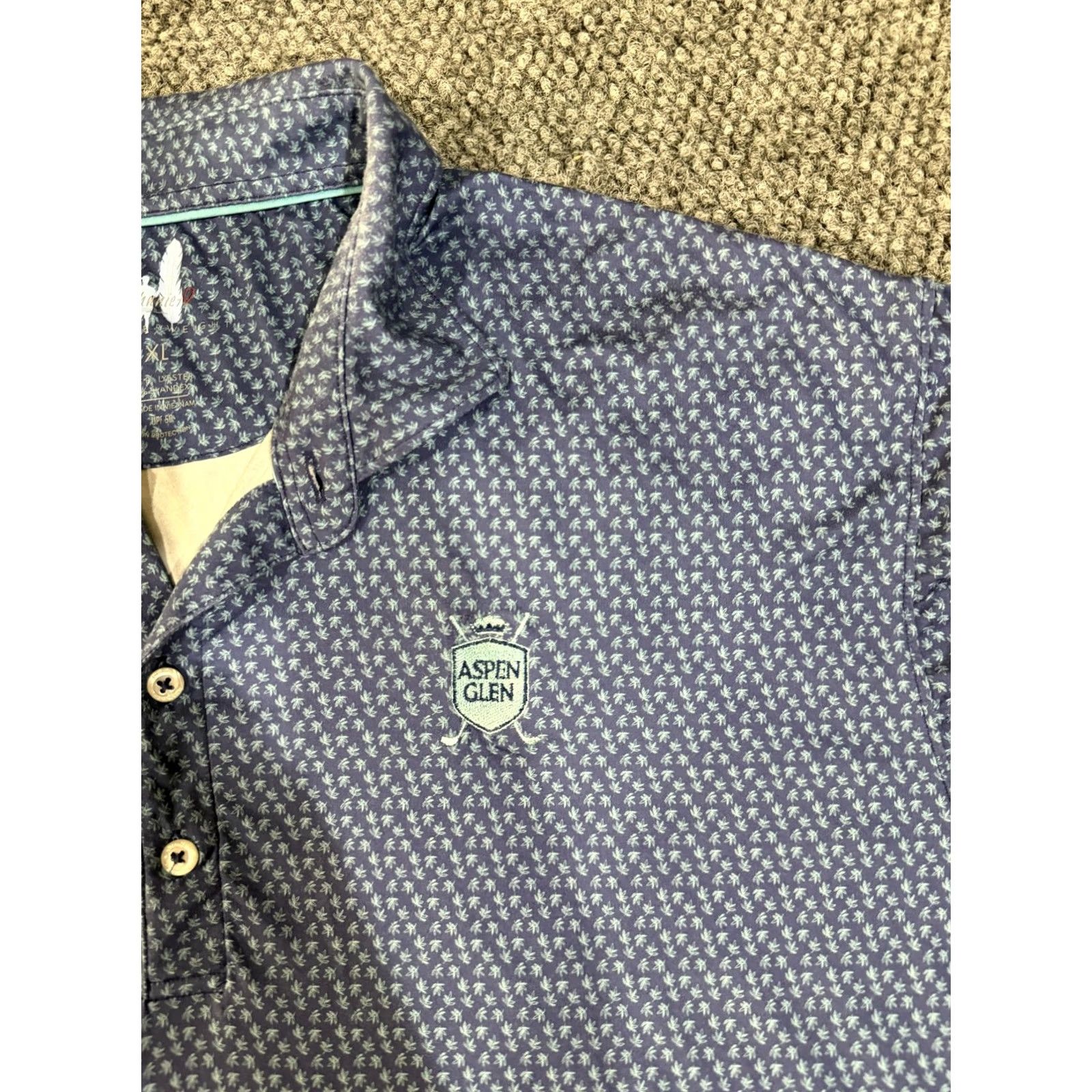 johnnie-O johnnie-O Polo Shirt Mens XL Blue Featherweight Aspen Glen Palm Print Golf Shirt Size US XL / EU 56 / 4 - 5 Thumbnail