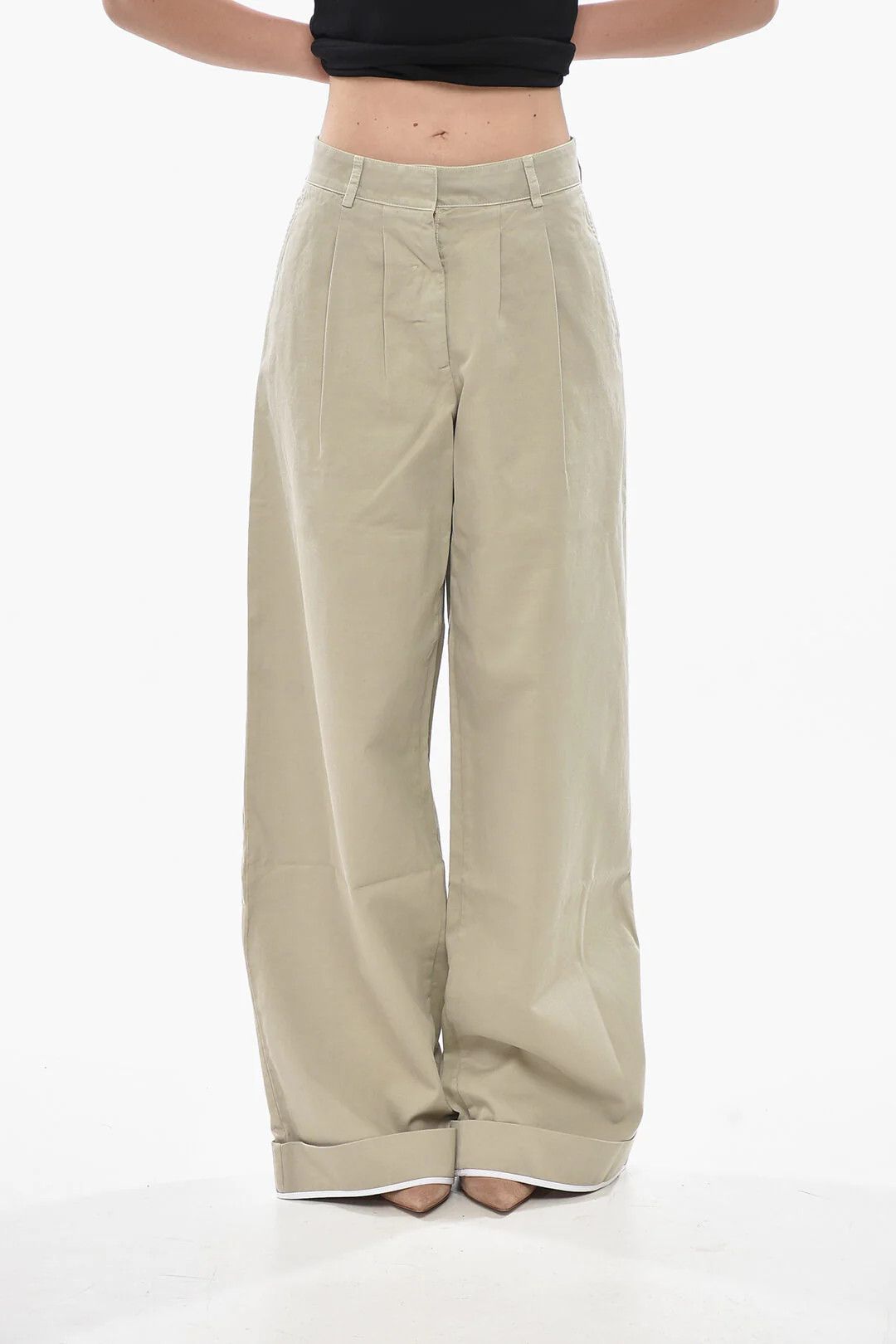 Palm Angels og1mm0326 Cotton Pant in Beige Size 27" / US 4 / IT 40 - 1 Thumbnail