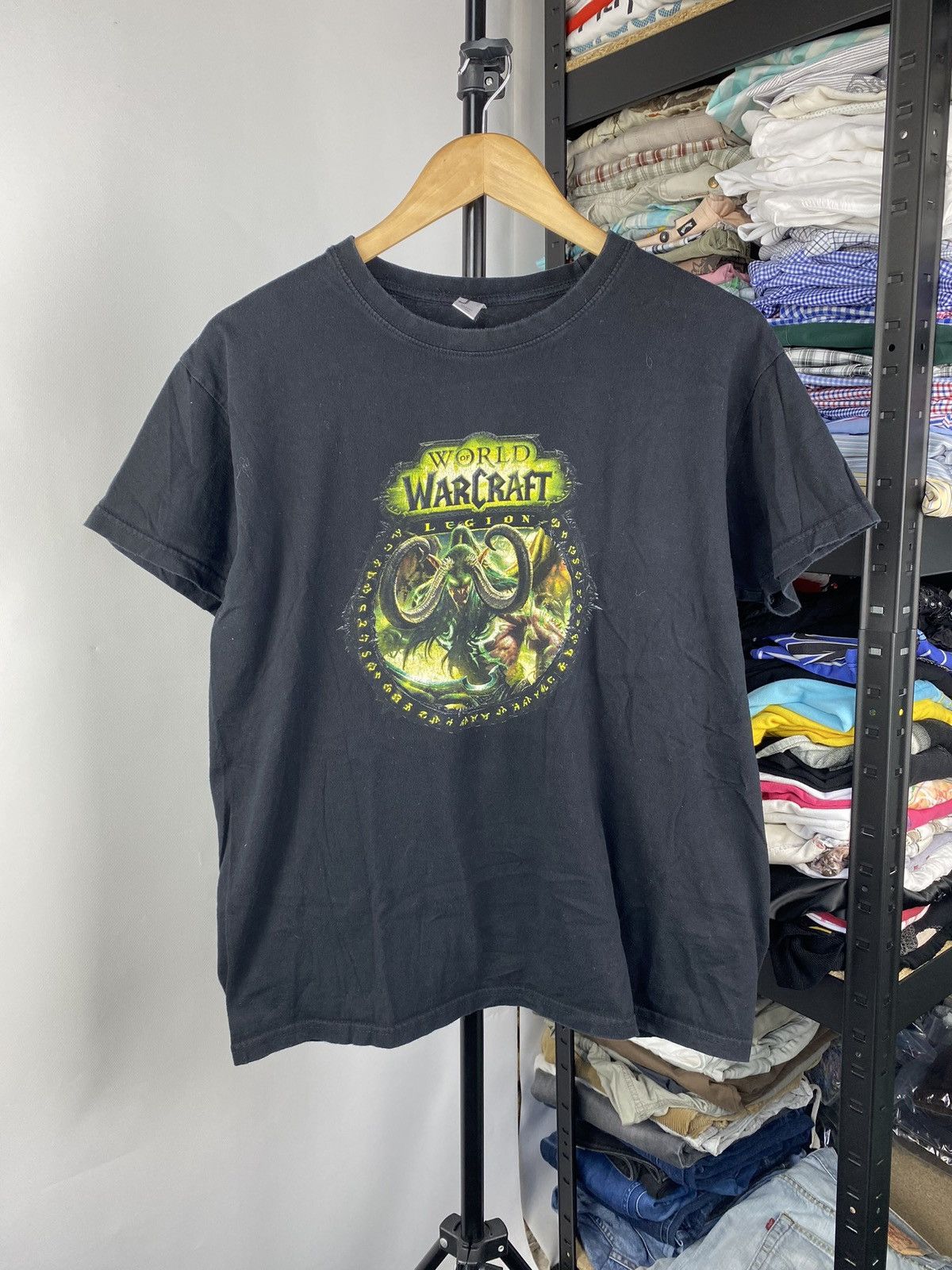 Vintage 00s🔥VNTG WORLD OF WARCRAFT LEGION BLACK FADED TEE RARE Size US M / EU 48-50 / 2 - 1 Thumbnail
