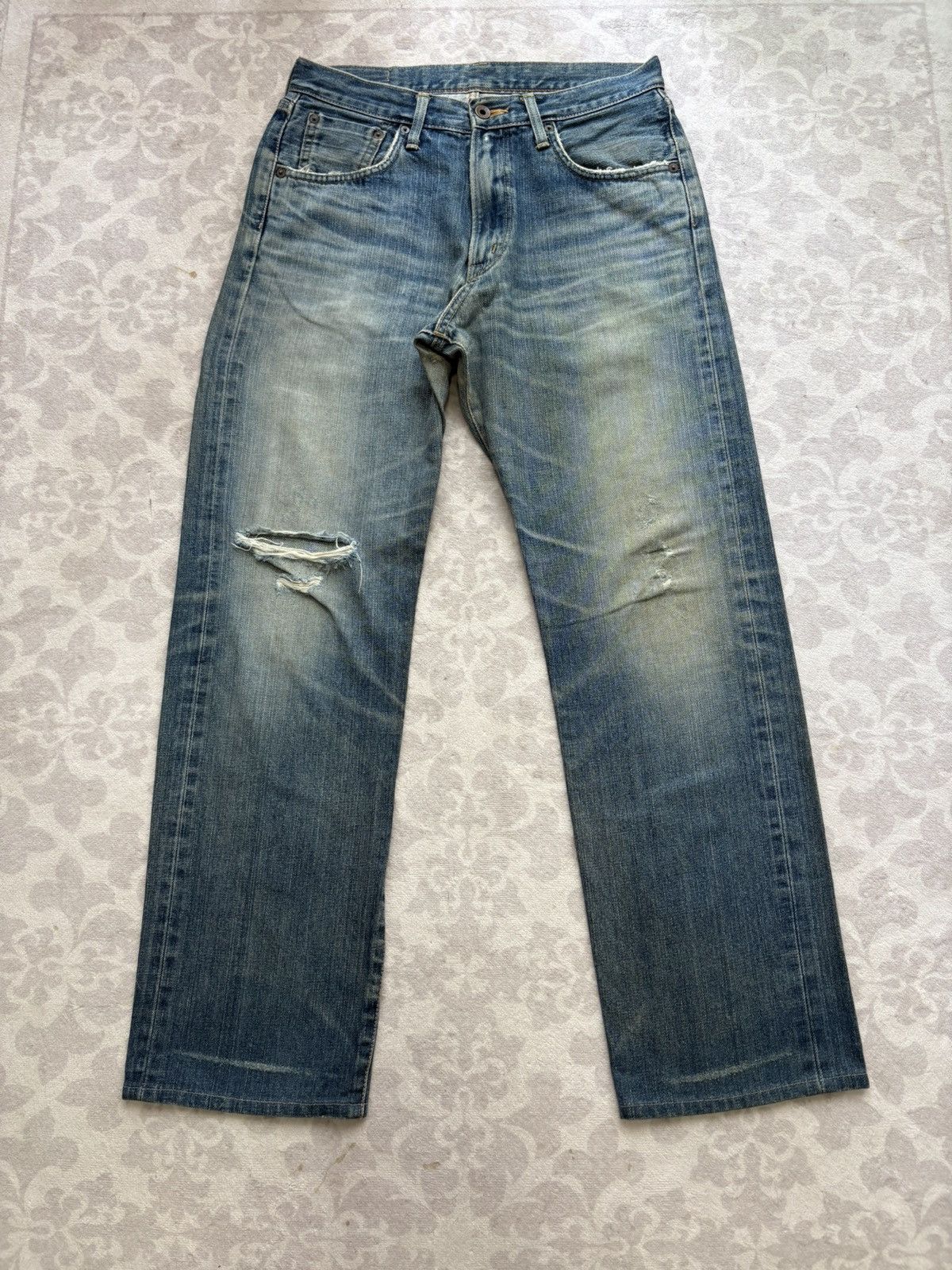 Edwin Edwin 505X Selvedge Orange Tab Distressed Denim Jeans Size US 31 - 1 Thumbnail