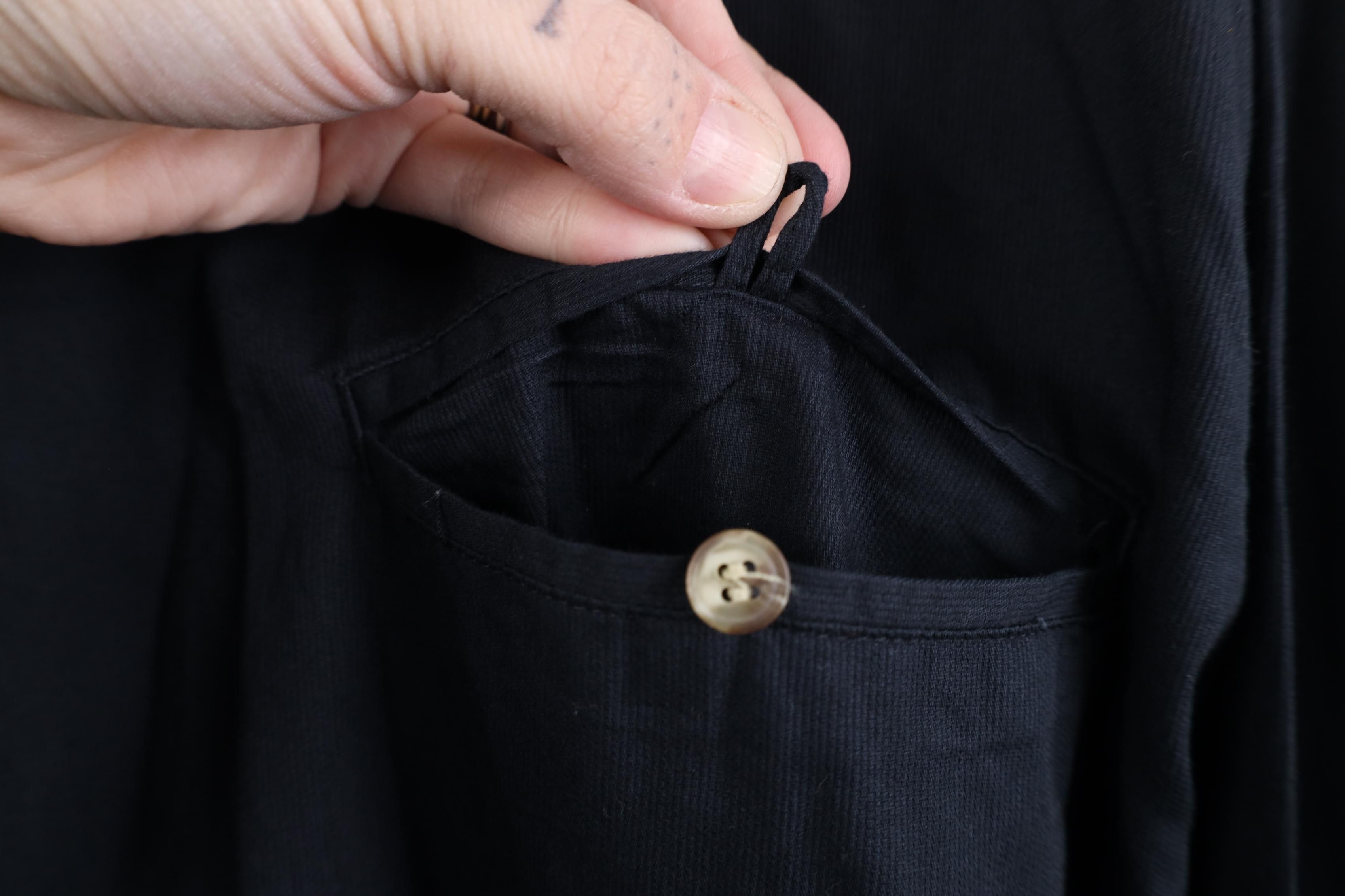 Vintage Vintage 90s Streetwear Band Collar Button Shirt Black Cotton Size US XL / EU 56 / 4 - 5 Thumbnail