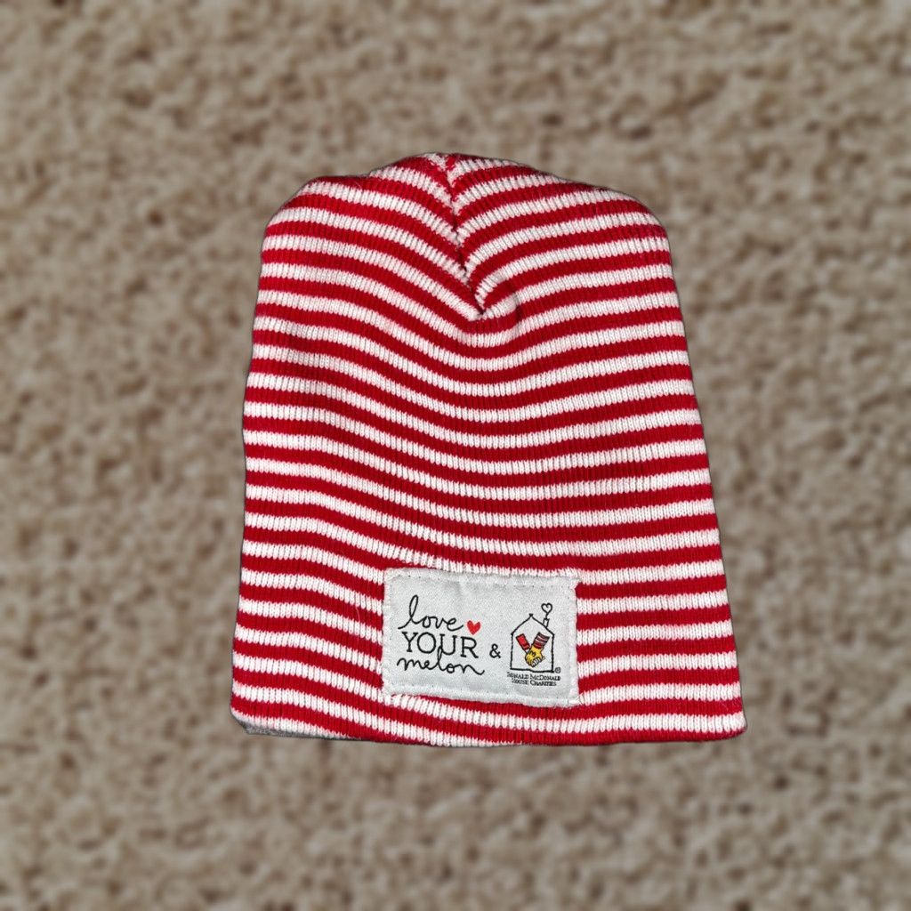 Vintage Love Your Melon Ronald McDonald House Charities Beanie Toque Unisex Adults OS Red Stripe Knit Acrylic Hat/Cap Logo Knit Beanie Size ONE SIZE - 1 Thumbnail
