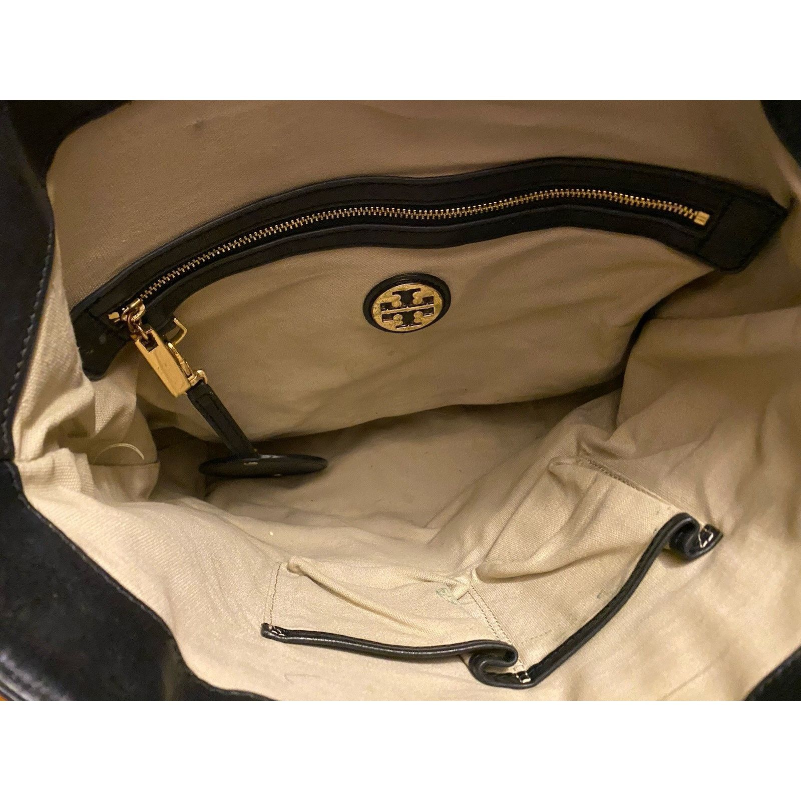 Tory Burch Tory Burch Pebbled Leather Tote Shoulder Handbag Black Bag Size ONE SIZE - 4 Thumbnail