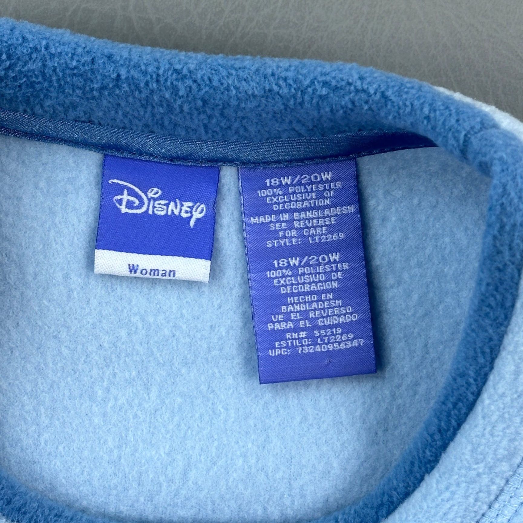 Disney VINTAGE Disney Sweatshirt Women's 18W/20W Blue Fleece Eeyore Embroidered Pullover Size 3XL / US 20-22 - 6 Thumbnail