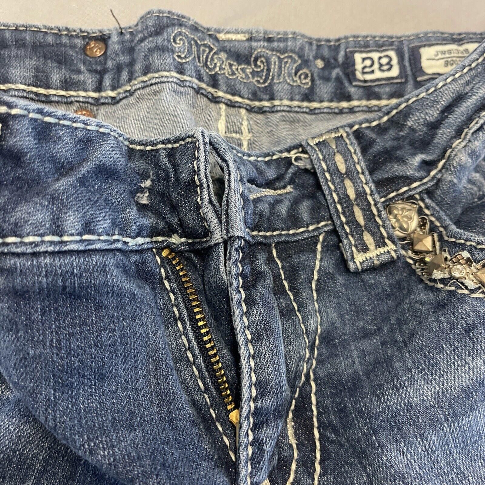 Designer MISS ME JW7132B Boot Rhinestone Bootcut Denim Jeans SIZE 28 Size 28" / US 6 / IT 42 - 8 Thumbnail