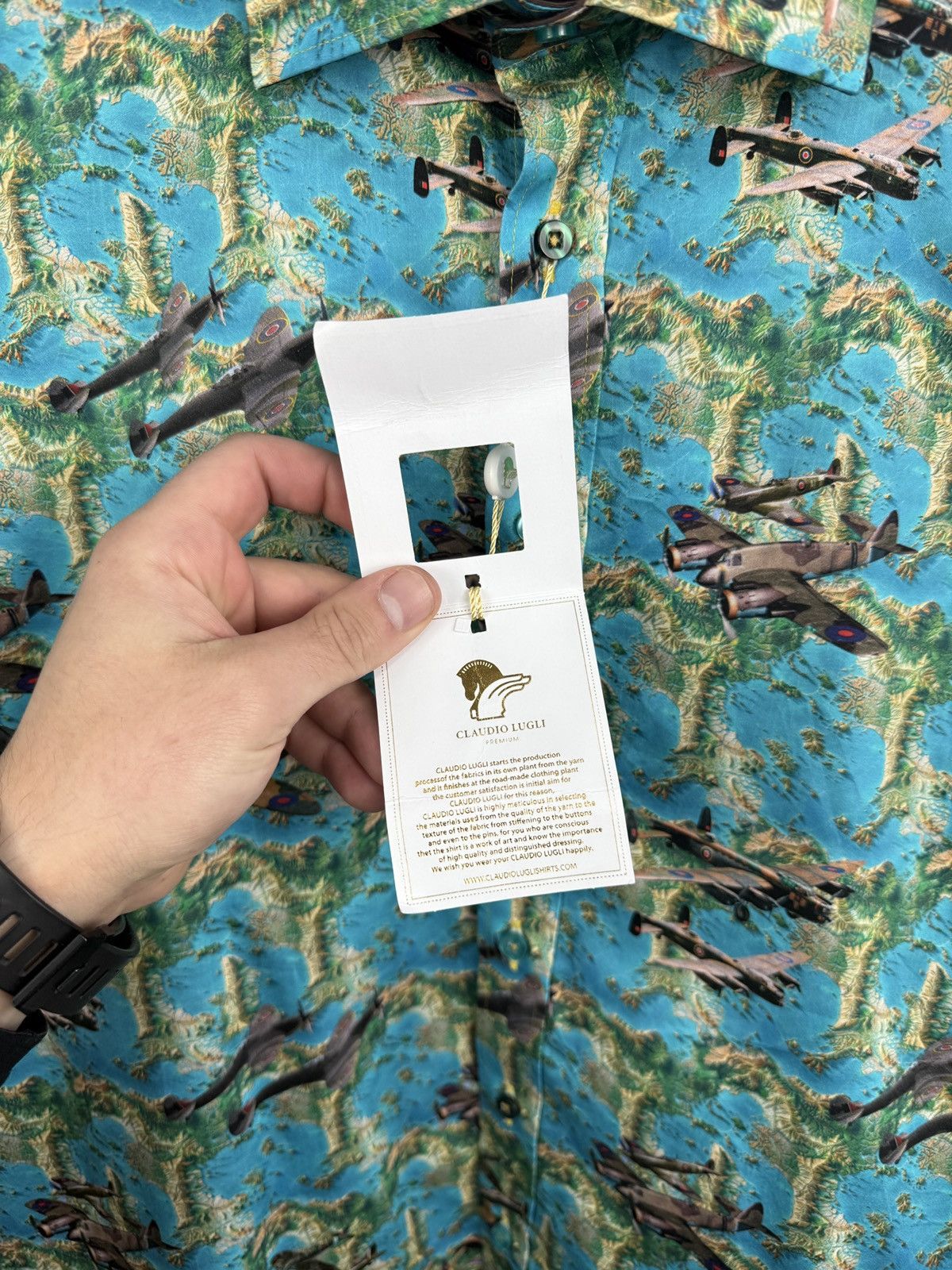 Other ❗️NEW 🇮🇹 Claudio Lugli Lancaster Sky Airplane Luxury Shirt Size US XXL / EU 58 / 5 - 7 Thumbnail