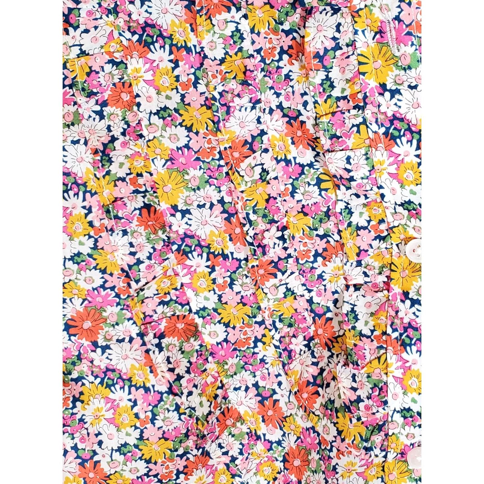 J.Crew J.CREW Liberty Band-Collar Ruffle-Front Shirt Libby Floral AU236 Women's S Multicolor Florals Shirt Womens S Size S / US 4 / IT 40 - 6 Thumbnail