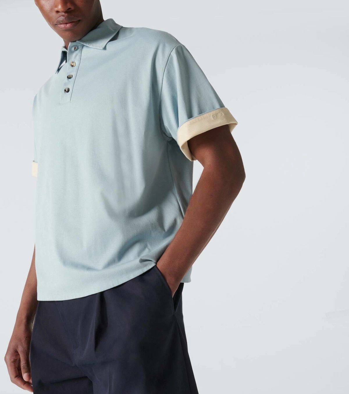 Bottega Veneta o1lf3ng11025 Double Layer Light Cotton Jersey Polo Shirt Size US XL / EU 56 / 4 - 4 Thumbnail