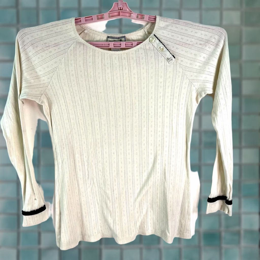 Vintage Zee &Bella Womens Striped Pullover Sweater Ivory L Size L / US 10 / IT 46 - 1 Thumbnail