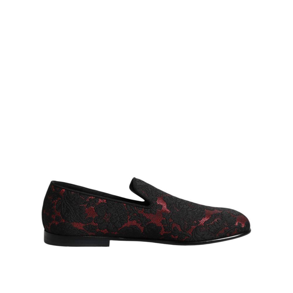 Dolce & Gabbana Dolce & Gabbana Red Black Jacquard Slip On Men Loafers Shoes Size US 7 / EU 40 - 7 Thumbnail