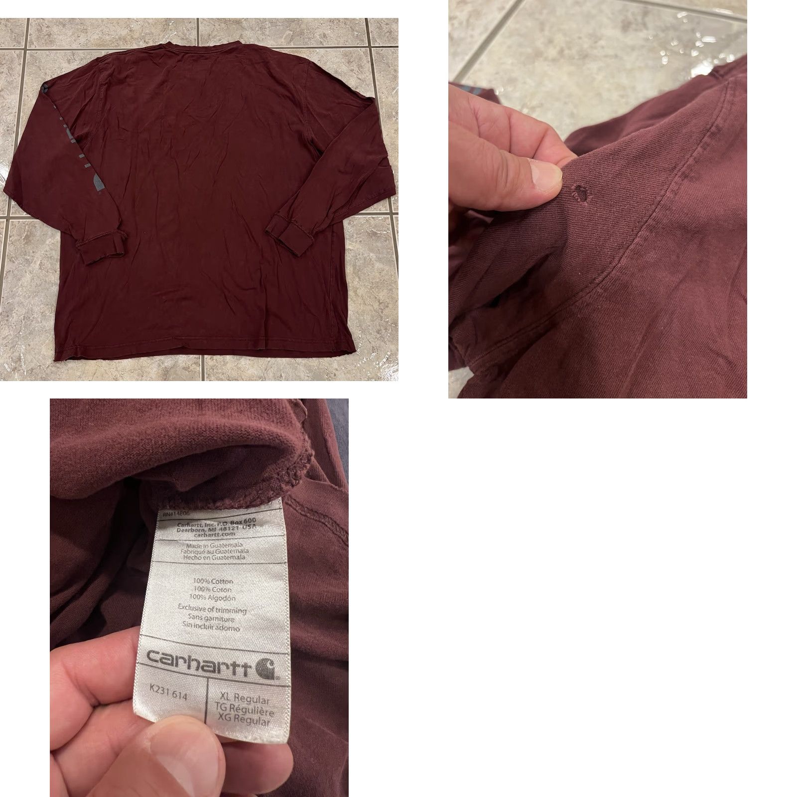 Carhartt VINTAGE Carhartt K231 Logo T-Shirt Mens XL Red Distressed Thrashed Long Sleeve Pullover Crew Neck Heavyweight Adventure Outdoor Workwear Shirt Mens Size US XL / EU 56 / 4 - 9 Thumbnail