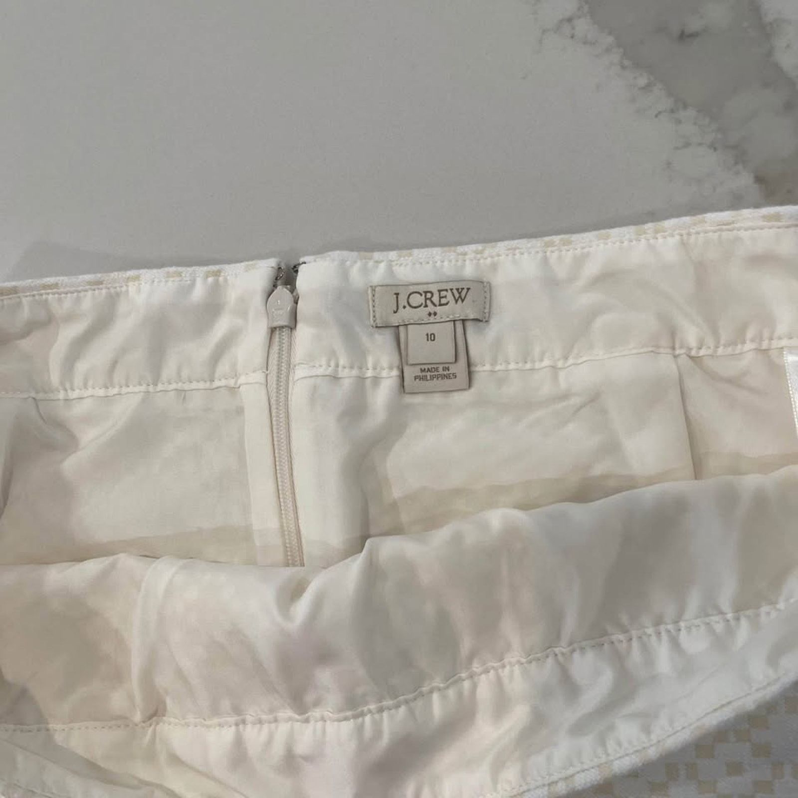 J.Crew J. Crew Ivory Beige Pencil Skirt Geometric Textured Women 10 Size 32" / US 10 / IT 46 - 3 Thumbnail
