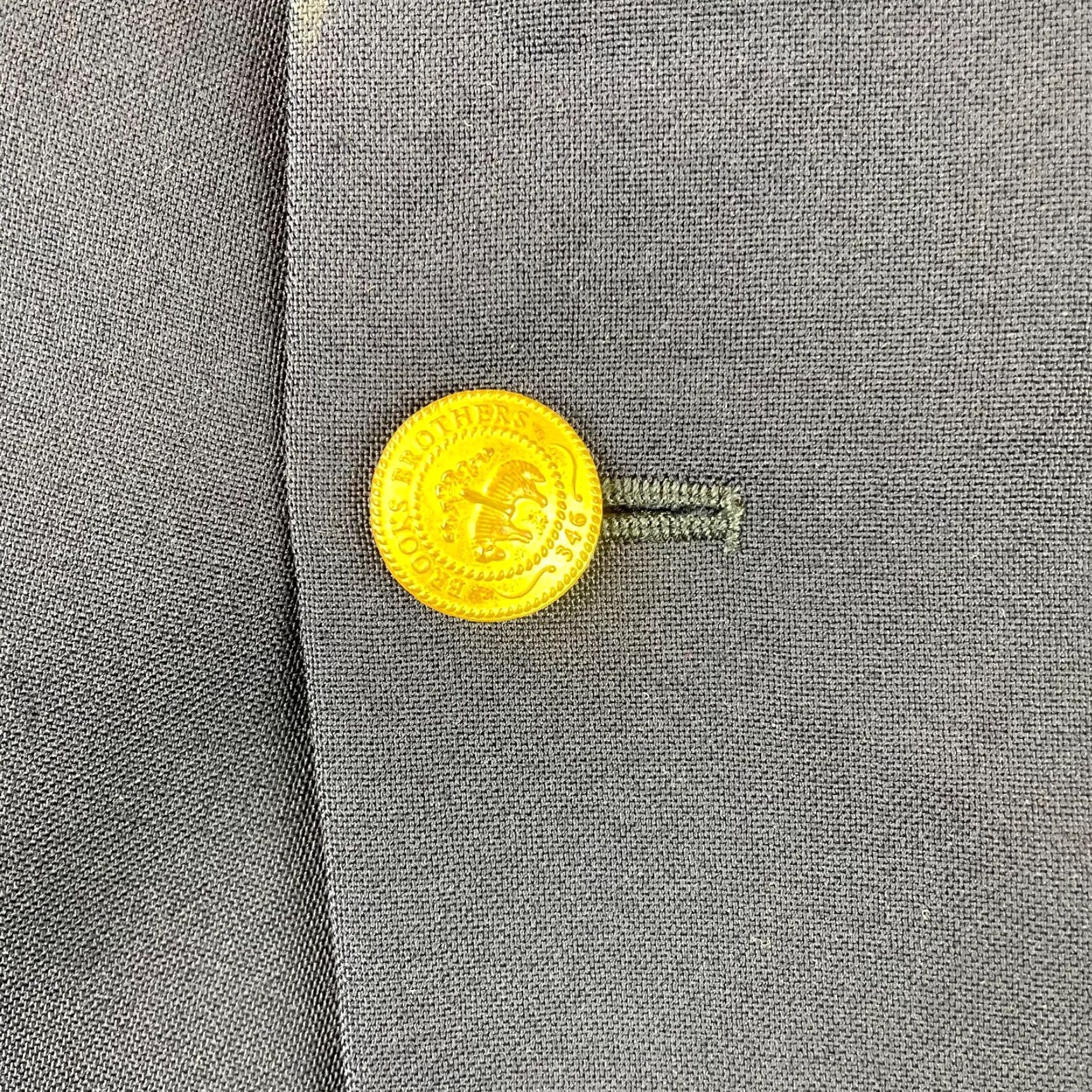 Brooks Brothers Brooks Brothers Blazer Men 44R Navy Blue 346 100% Worsted Wool Gold Buttons - Two-Button Notch Lapel Regular Fit Solid Wool Dress Jacket Size 44R - 6 Thumbnail