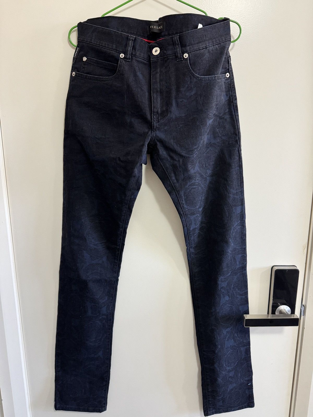 Versace Baroque Jeans Cody Fit Dark Navy blue Medusa Print Slim Size US 31 - 3 Thumbnail
