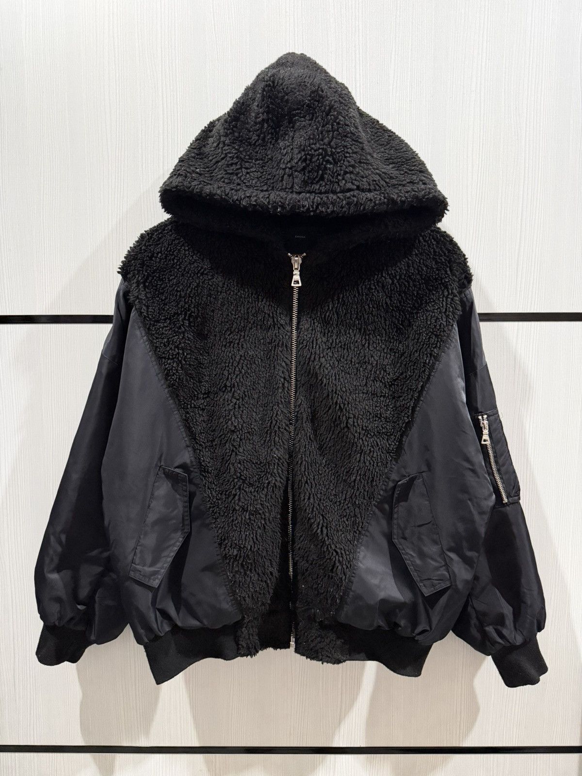 Japanese Brand Emoda Bored Docking MA-1 Faux Sherling Panel Hooded Jaxket Size US XL / EU 56 / 4 - 5 Thumbnail