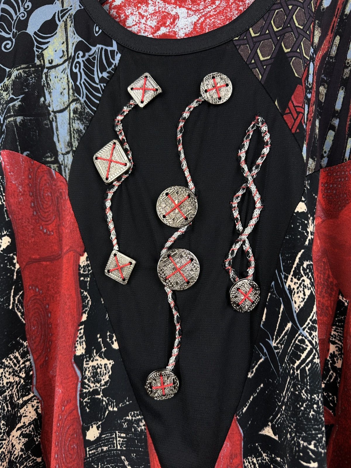 Designer × Japanese Brand Save The Queen Samurai Print Japanese Style Mesh Top Blouses Size XL / US 12-14 / IT 48-50 - 6 Thumbnail