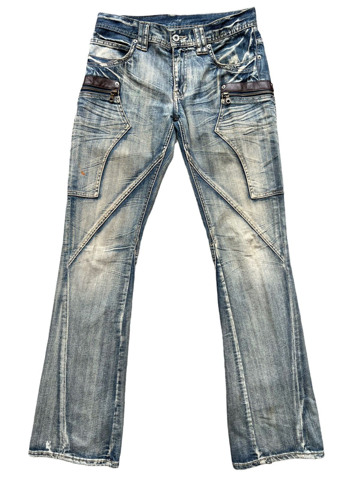 Michel Klein Flare💥 Japan Multipocket Distressed Rusty Flare Jeans 32x33 Size US 32 / EU 48 - 2 Thumbnail