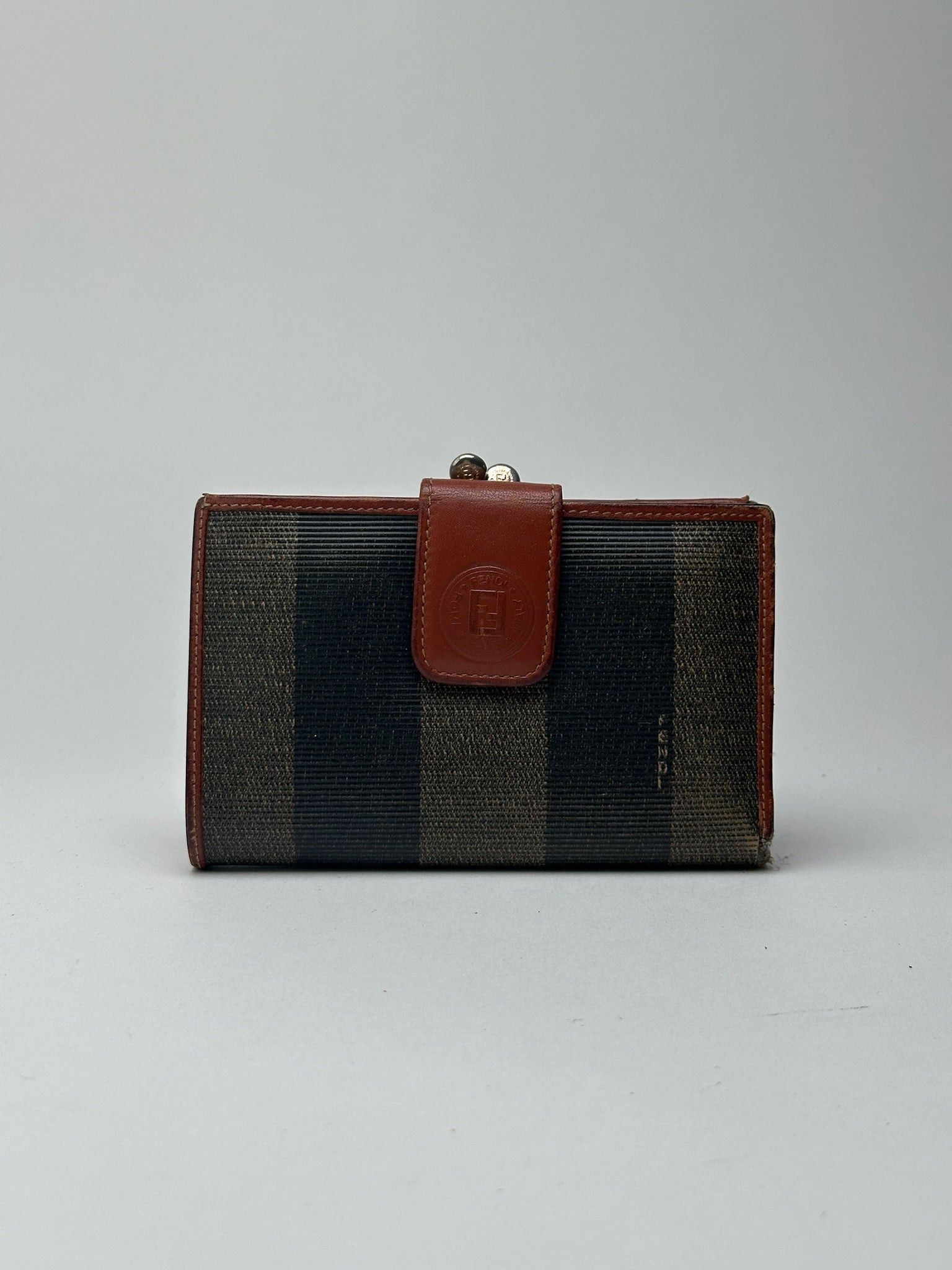 Fendi Vintage Roma Leather Wallet Brown orange striped Size ONE SIZE - 1 Thumbnail